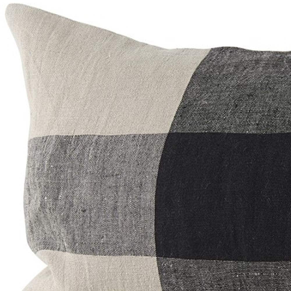 Beige And Black Plaid Pattern Lumbar Throw Pillow Cover - Image 9