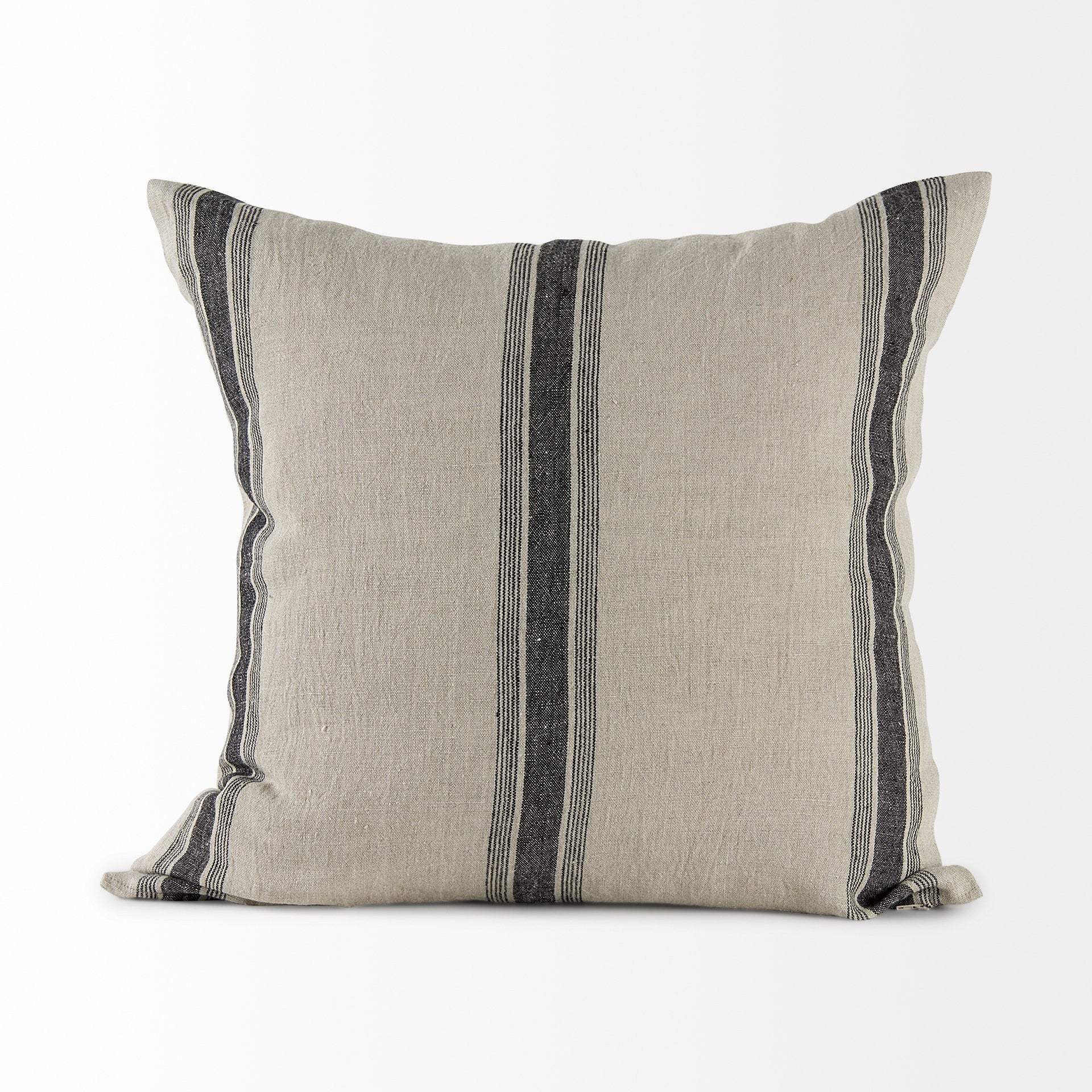 Beige And Black Striped Pillow Cover - Image 3