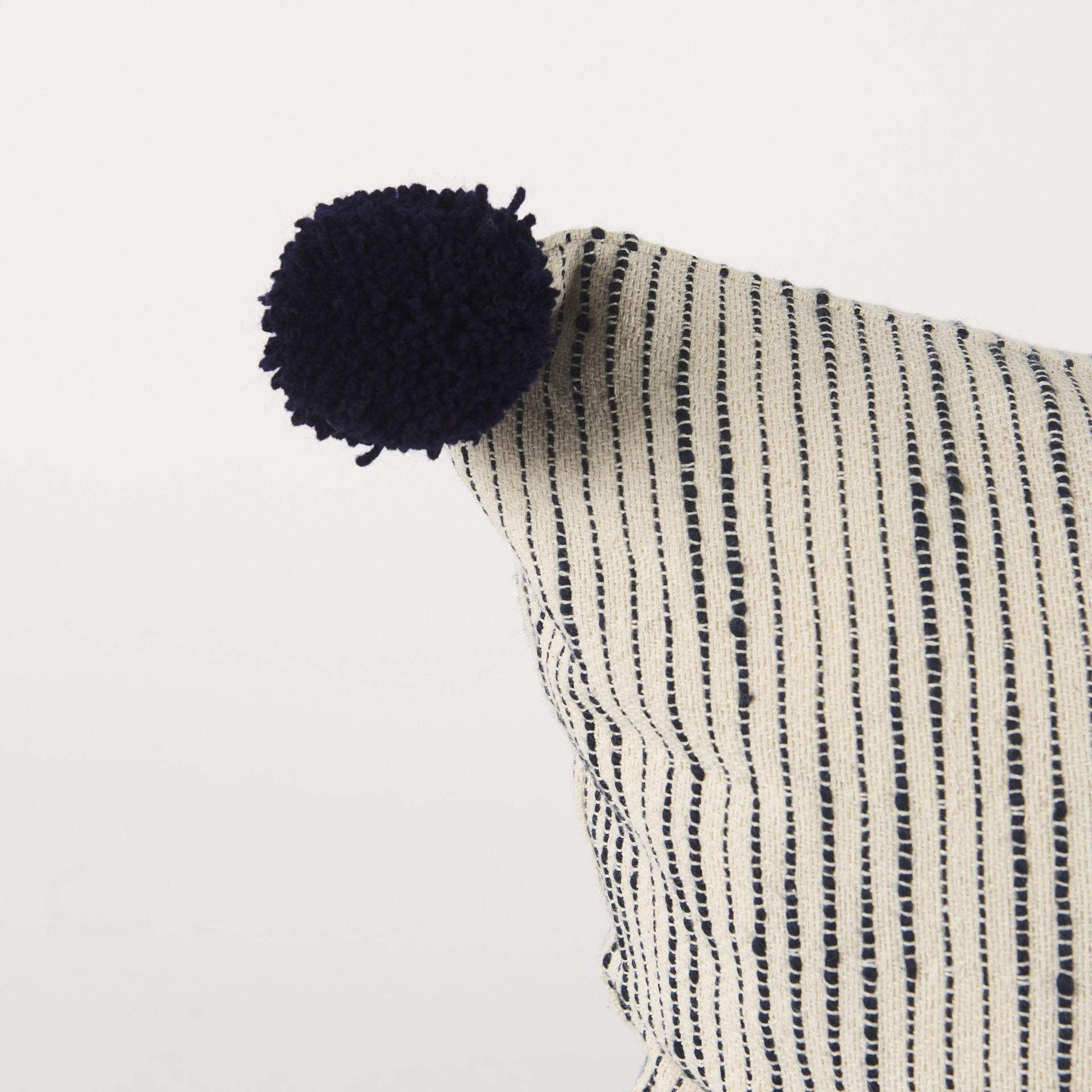 Beige And Midnight Pom Pom Square Accent Pillow Cover - Image 7