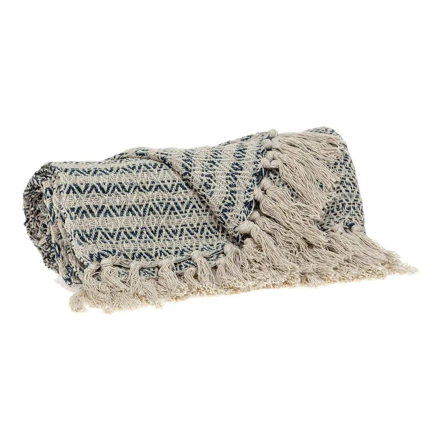 Beige and Taupe Diamond Weave Handloom Throw - Image 2