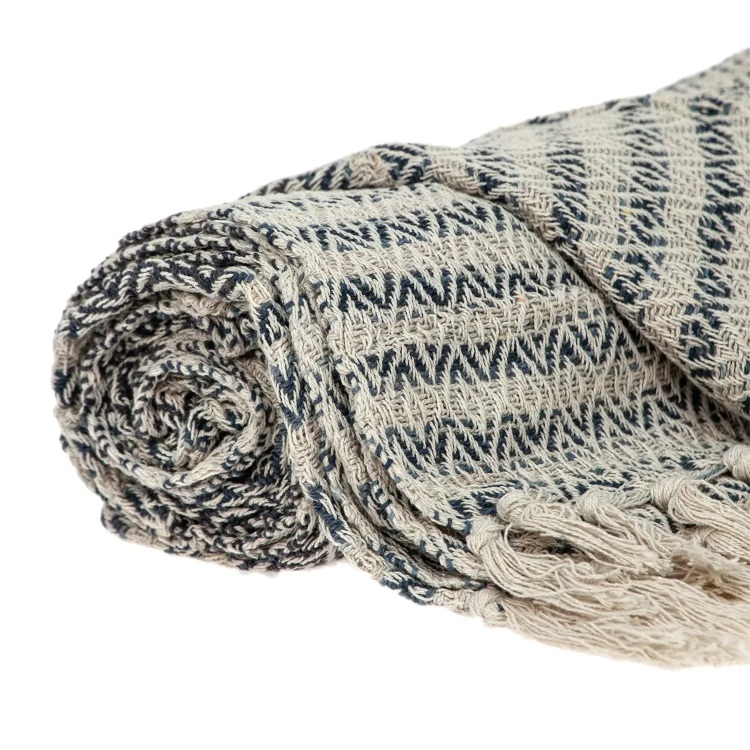Beige and Taupe Diamond Weave Handloom Throw - Image 4