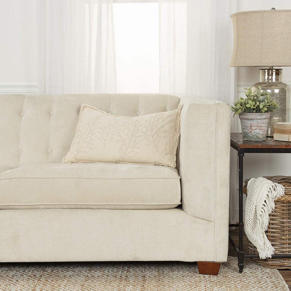 Beige Botanical Pattern Embroidered Lumbar Pillow - Image 4