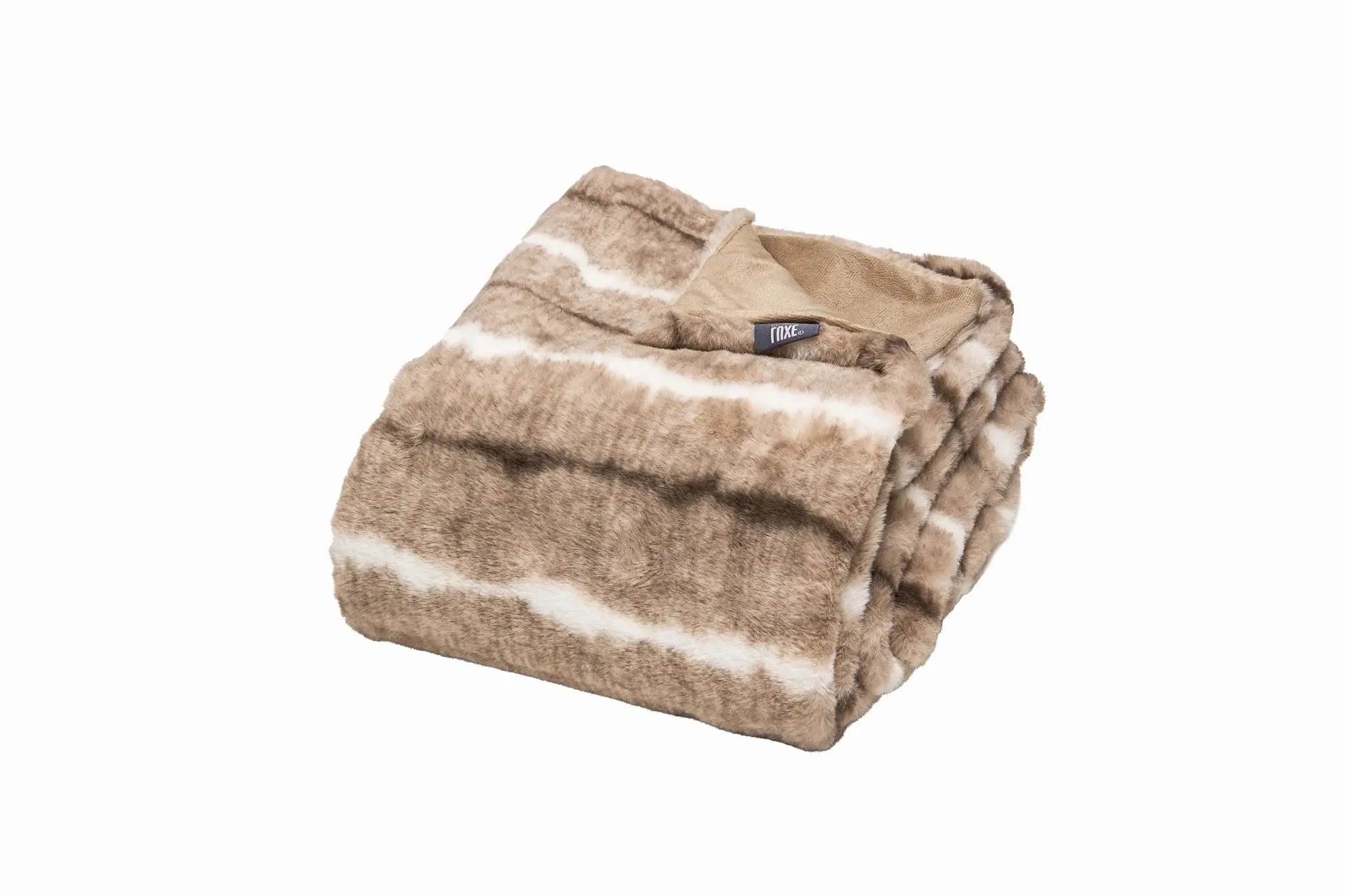 Beige Faux Fur Ombre Plush Throw - Image 3
