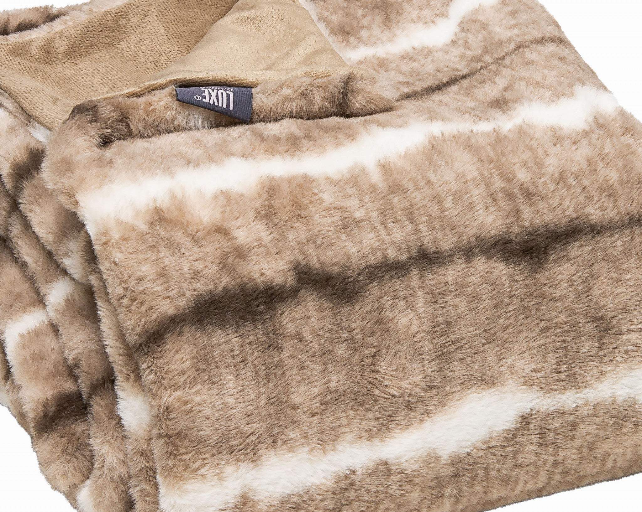 Beige Faux Fur Ombre Plush Throw - Image 5