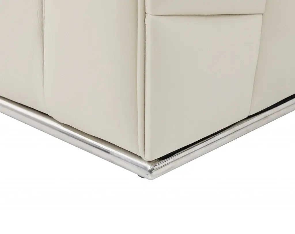 Beige Italian Leather Reclining L Shaped Two Piece Corner Sectional - Image 3
