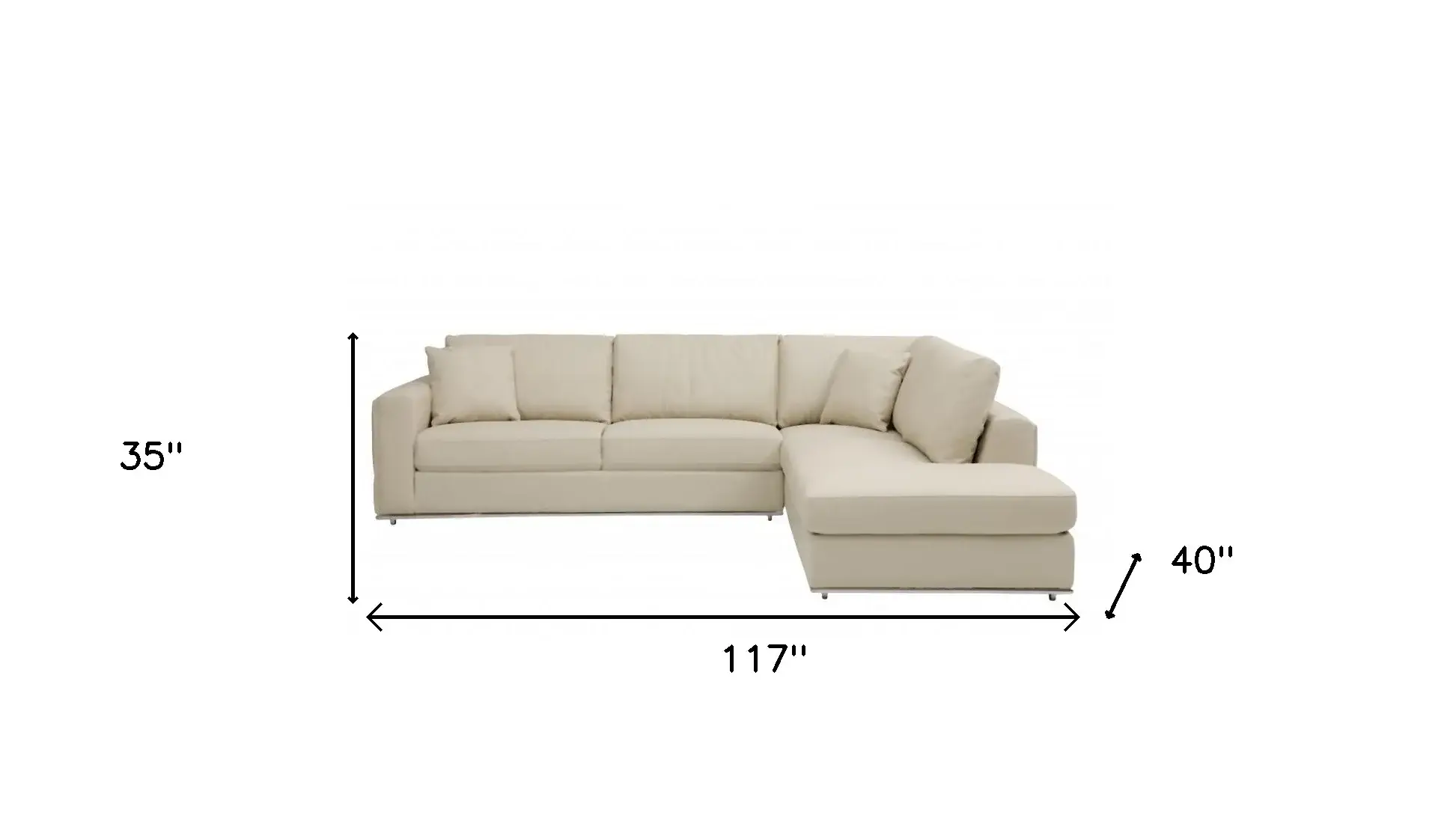 Beige Italian Leather Reclining L Shaped Two Piece Corner Sectional - Image 7