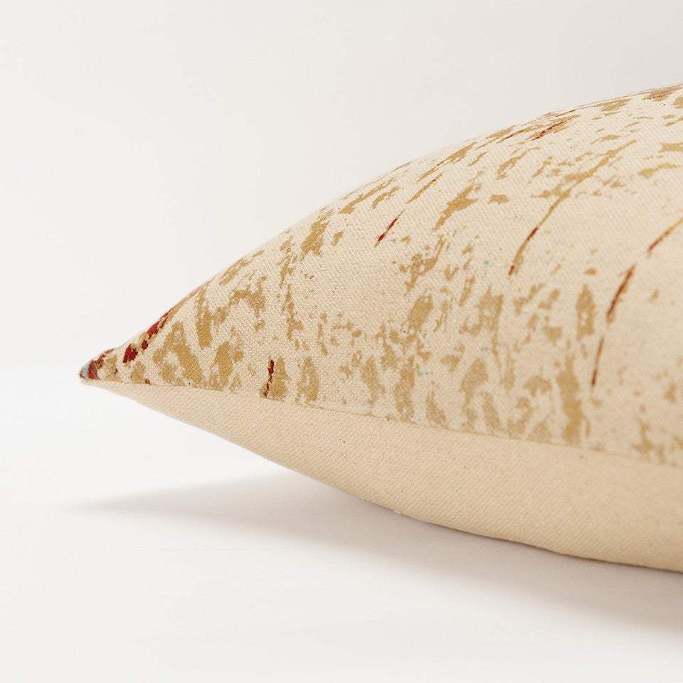 Beige Navy Distressed Retro Modern Throw Pillow - Image 2