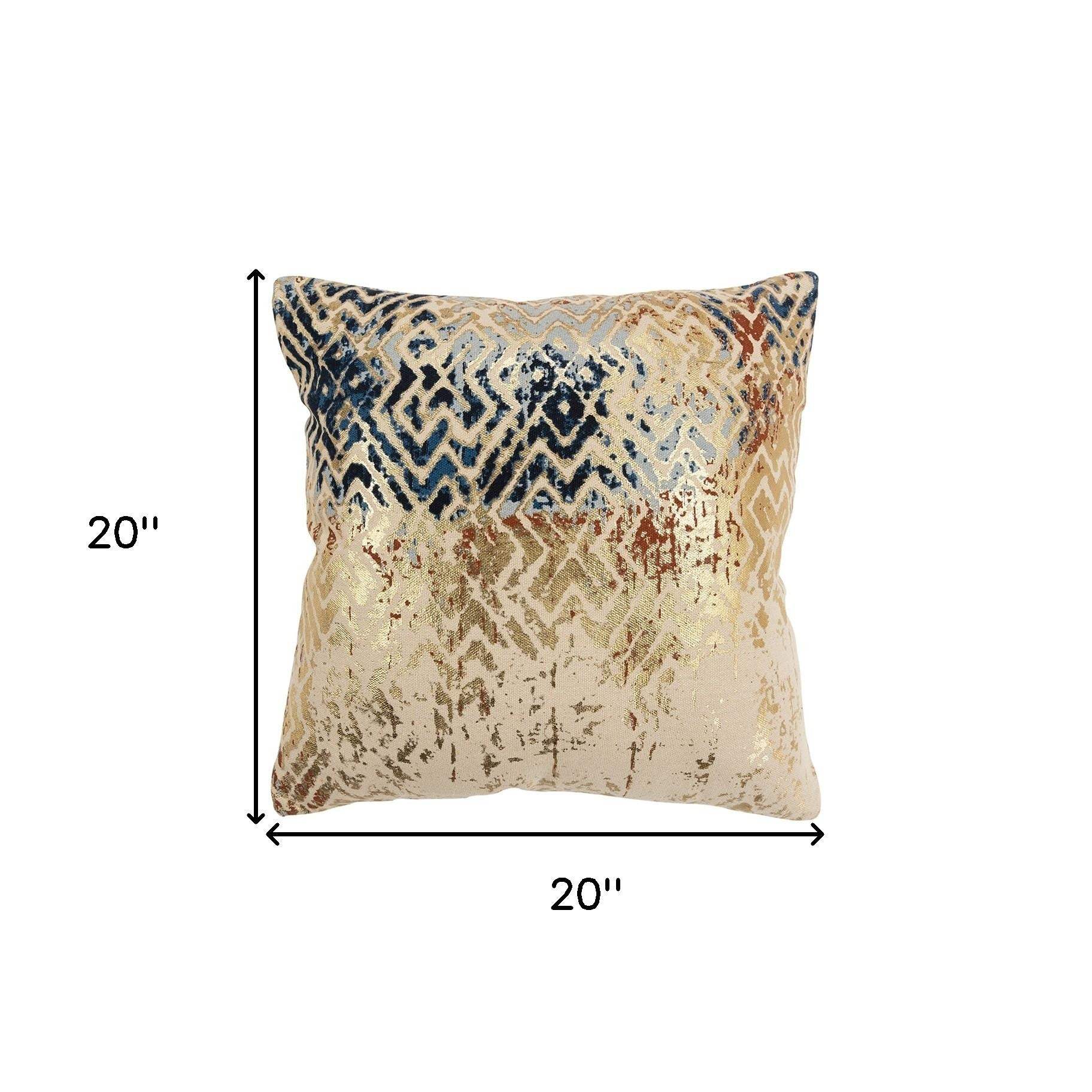 Beige Navy Distressed Retro Modern Throw Pillow - Image 4