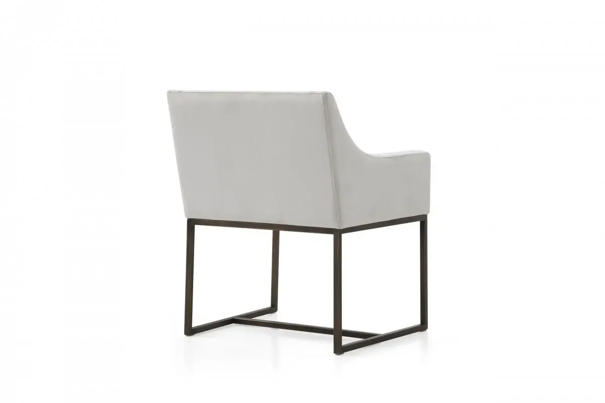 Beige Velvet Antique Brass Dining Chair - Image 3