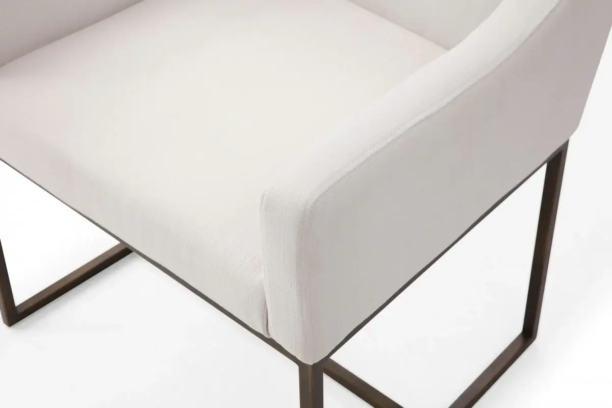 Beige Velvet Antique Brass Dining Chair - Image 5