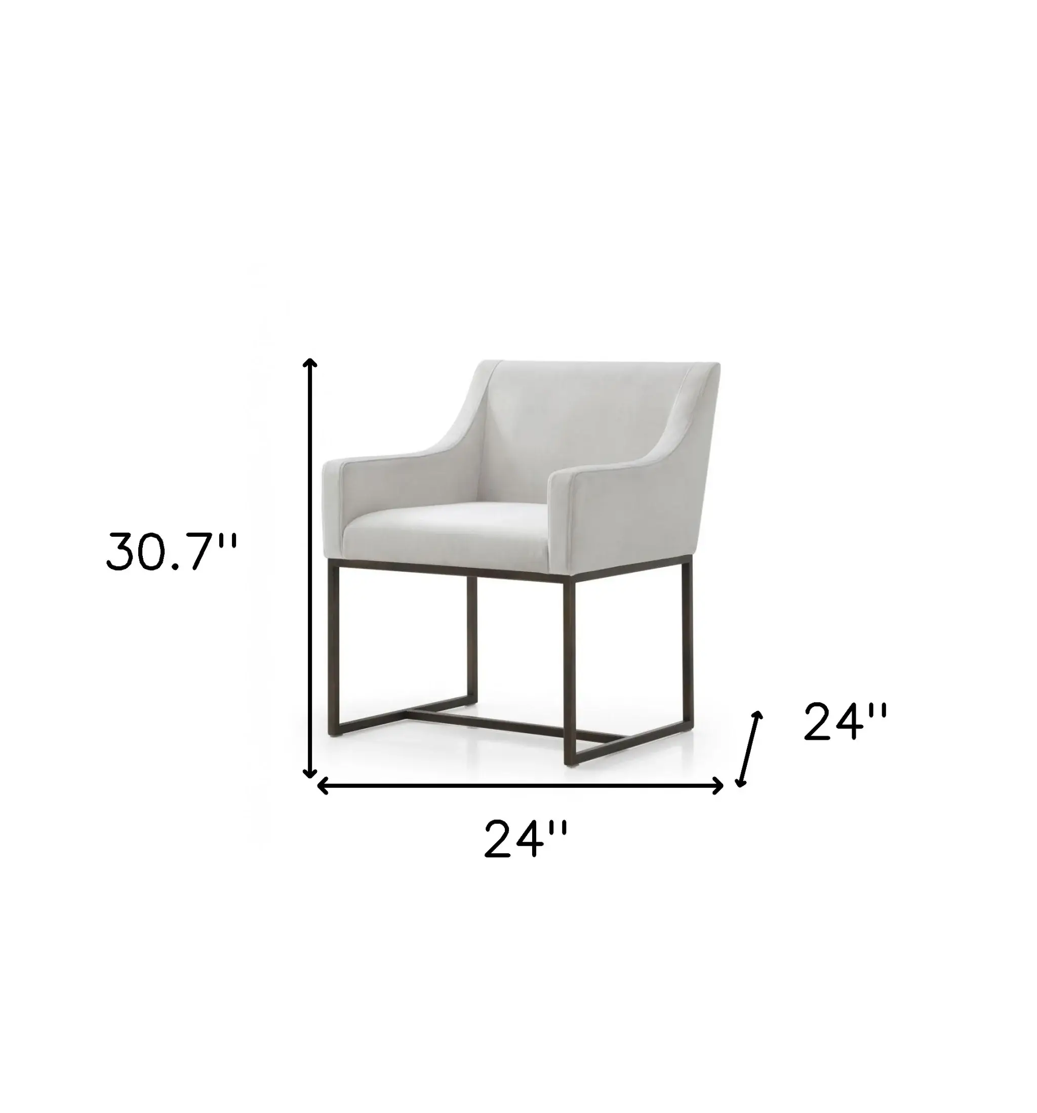Beige Velvet Antique Brass Dining Chair - Image 8