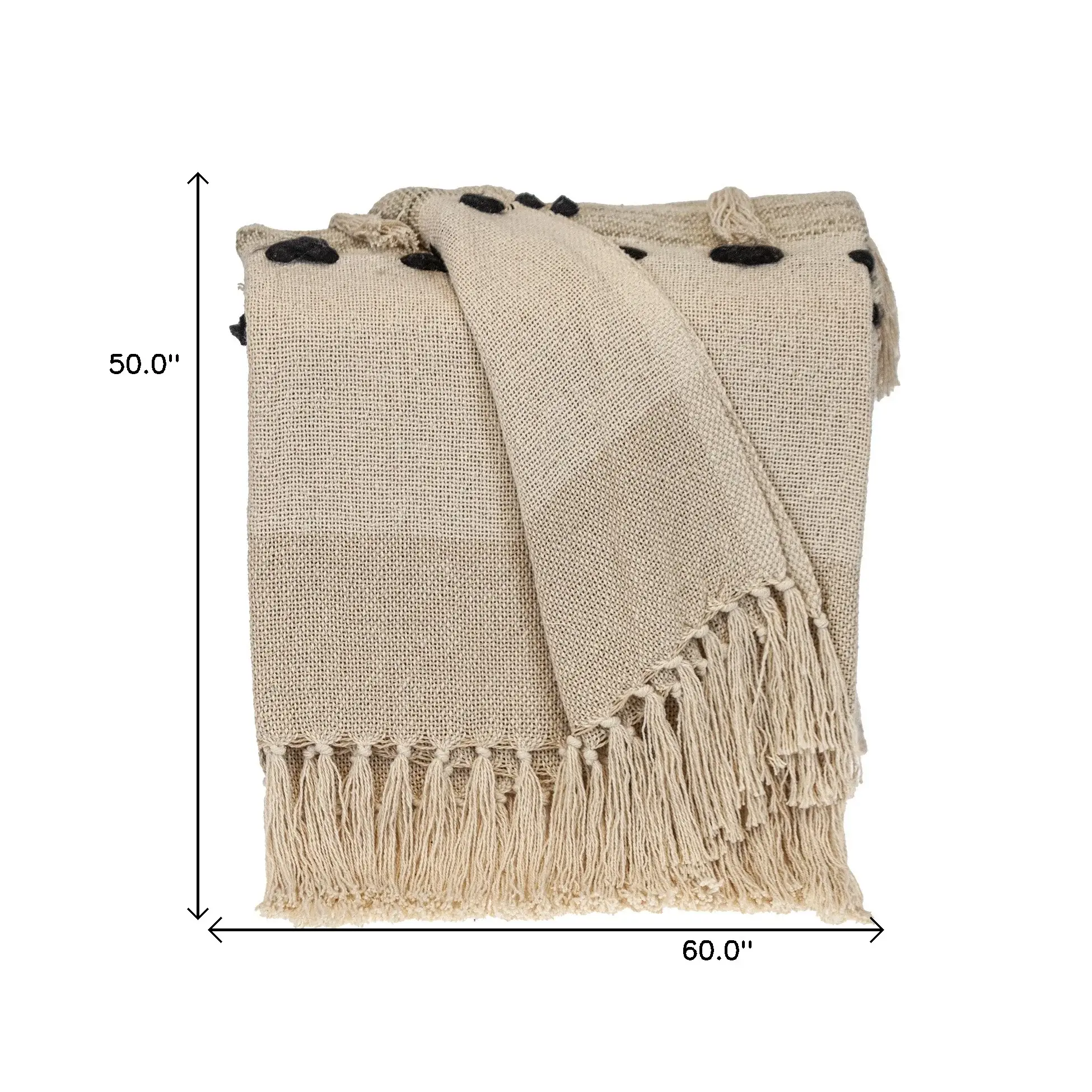 Beige Woven Cotton Abstract Throw Blanket - Image 8