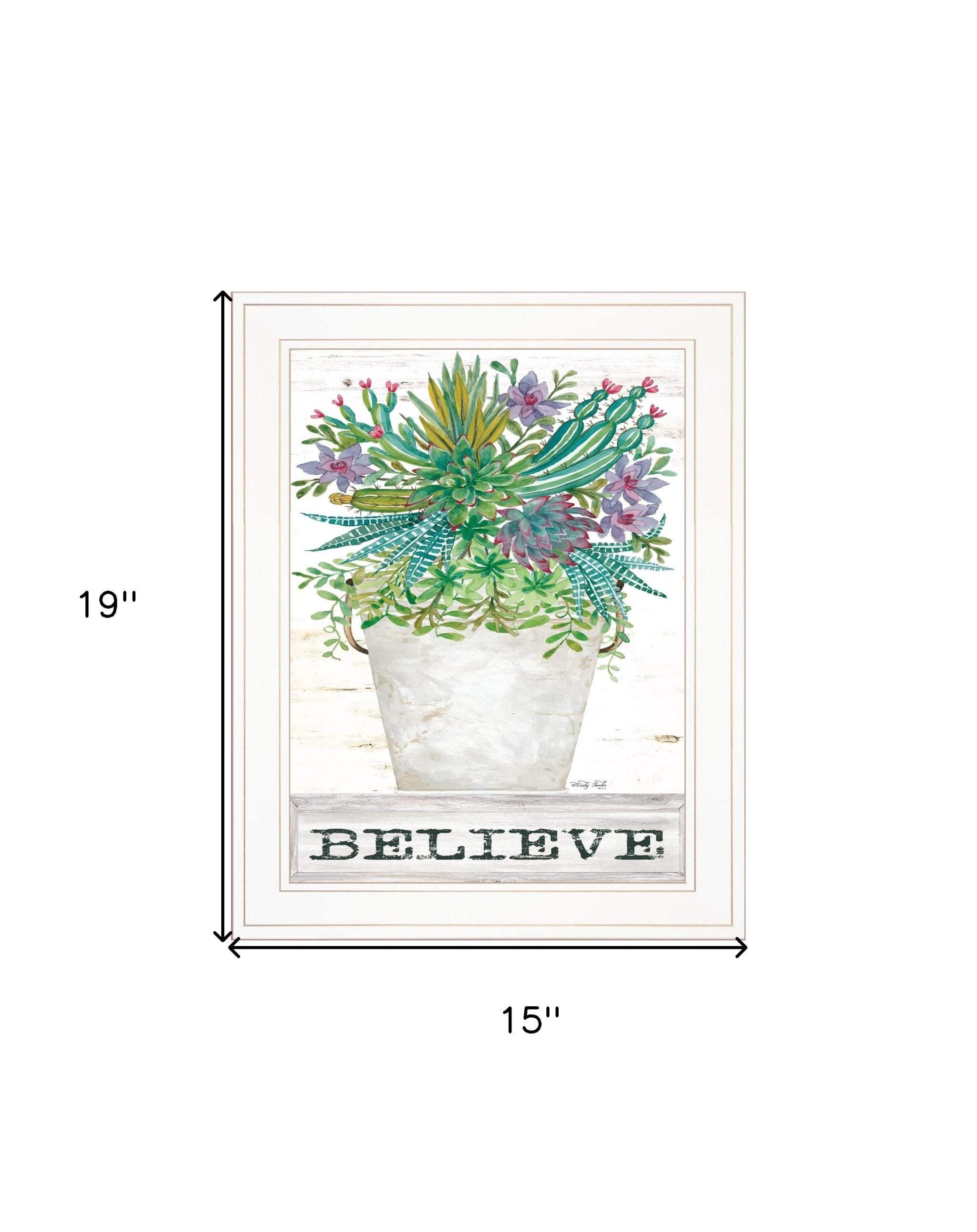 Believe Succulents White Framed Print Wall Art - Image 7