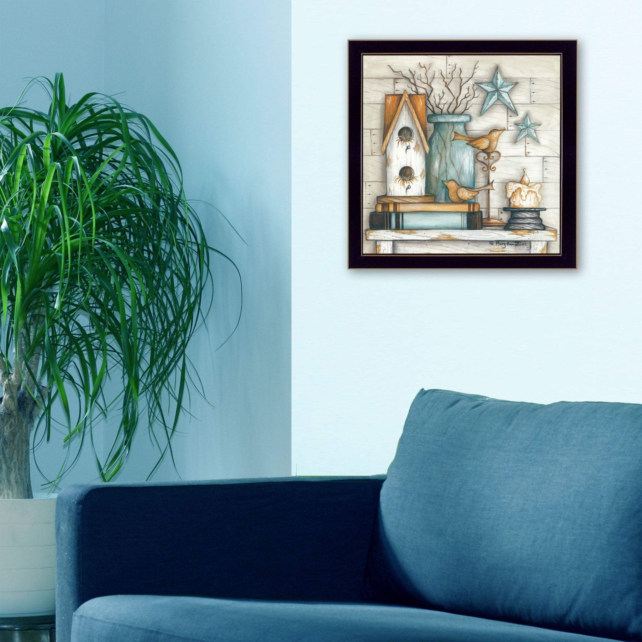 Birdhouse on Books 1 Black Framed Print Wall Art - Image 5