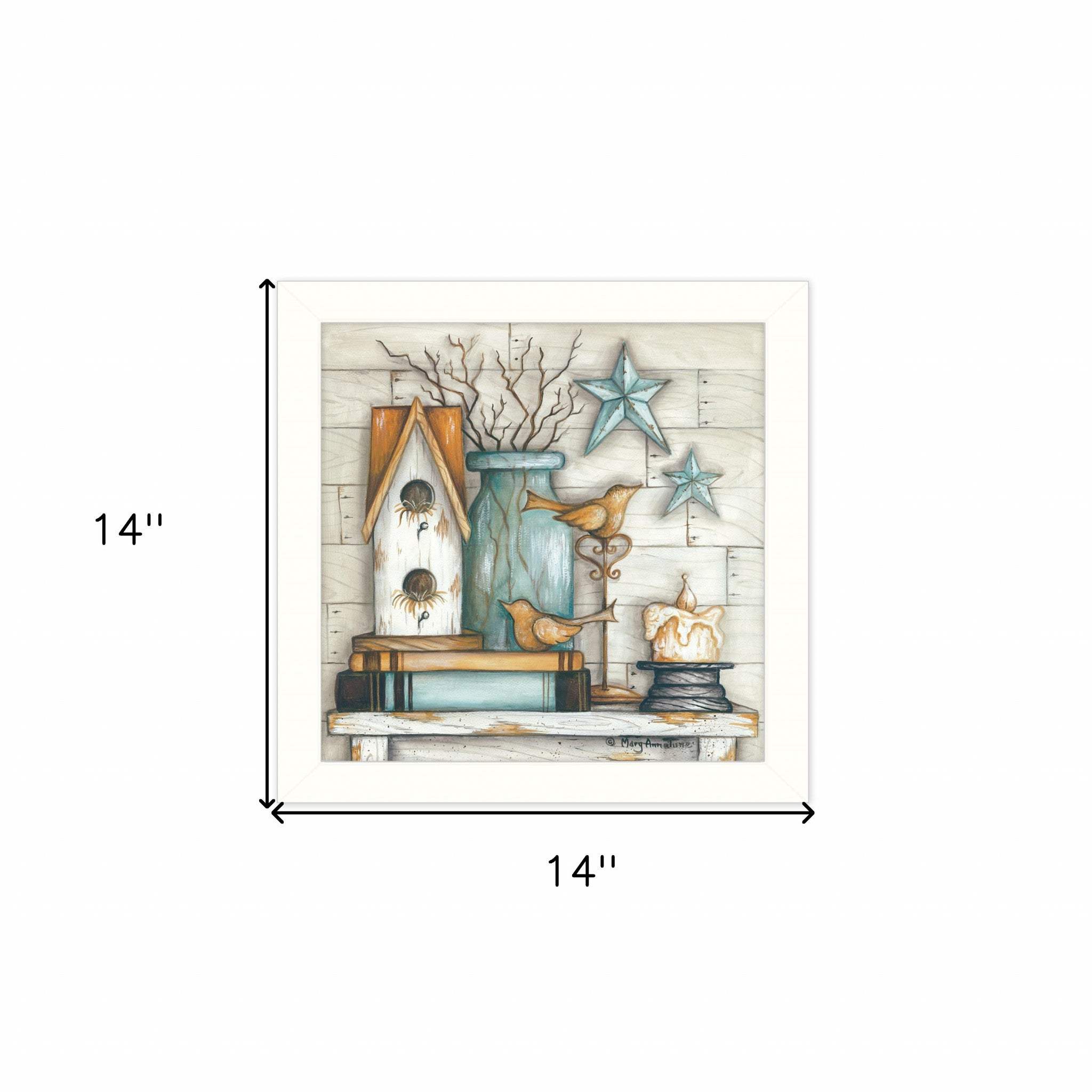 Birdhouse on Books 2 White Framed Print Wall Art - Image 5