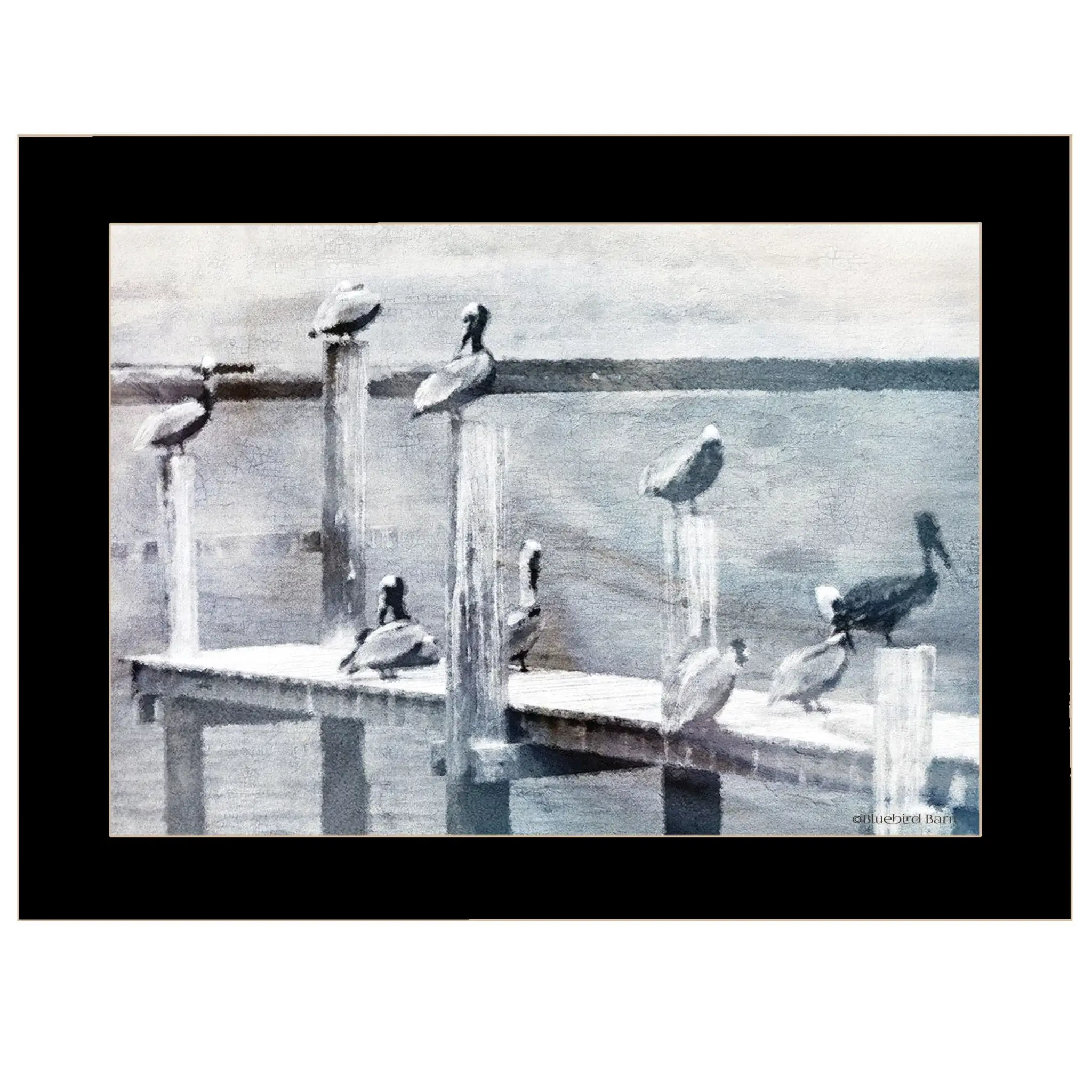 Birds on a Pier 1 Black Framed Print Kitchen Wall Art - Image 2