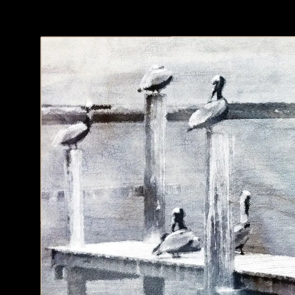Birds on a Pier 1 Black Framed Print Kitchen Wall Art - Image 4