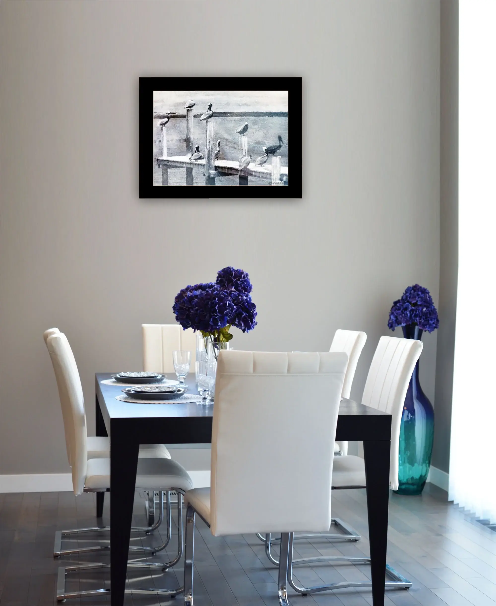 Birds on a Pier 1 Black Framed Print Kitchen Wall Art - Image 6
