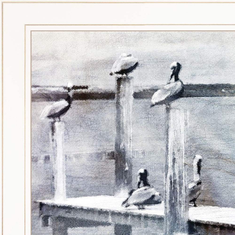 Birds on a Pier 2 White Framed Print Kitchen Wall Art - Image 3