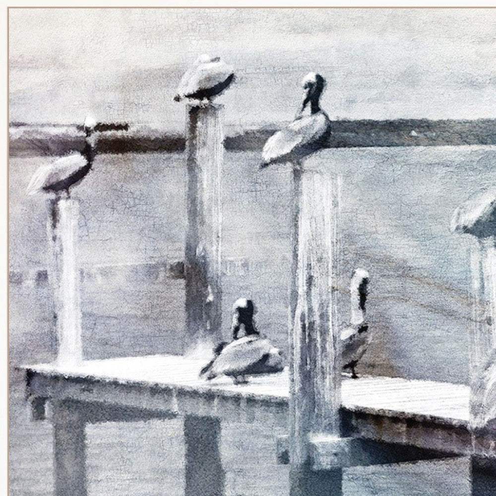 Birds on a Pier 2 White Framed Print Kitchen Wall Art - Image 4