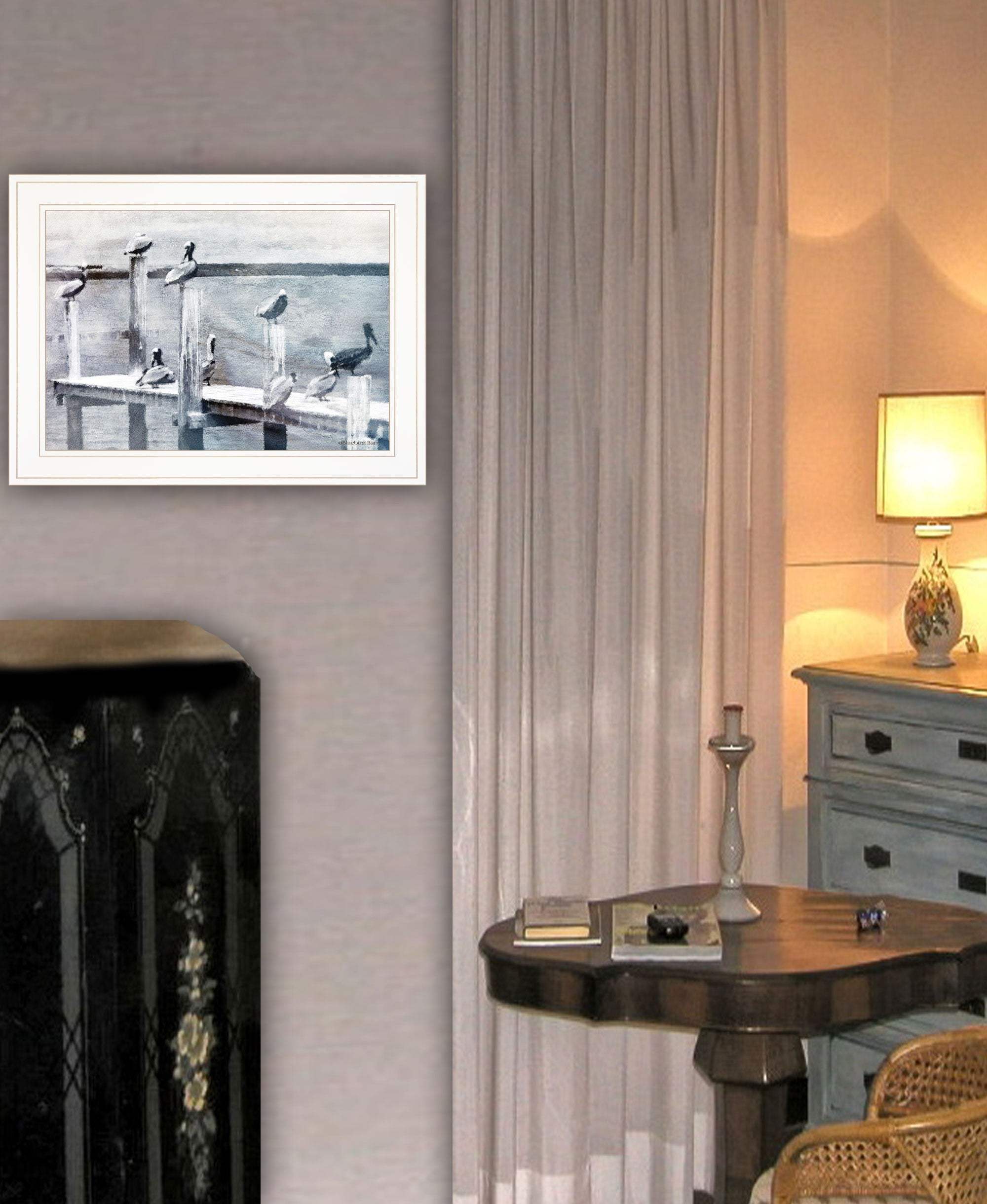 Birds on a Pier 2 White Framed Print Kitchen Wall Art - Image 5