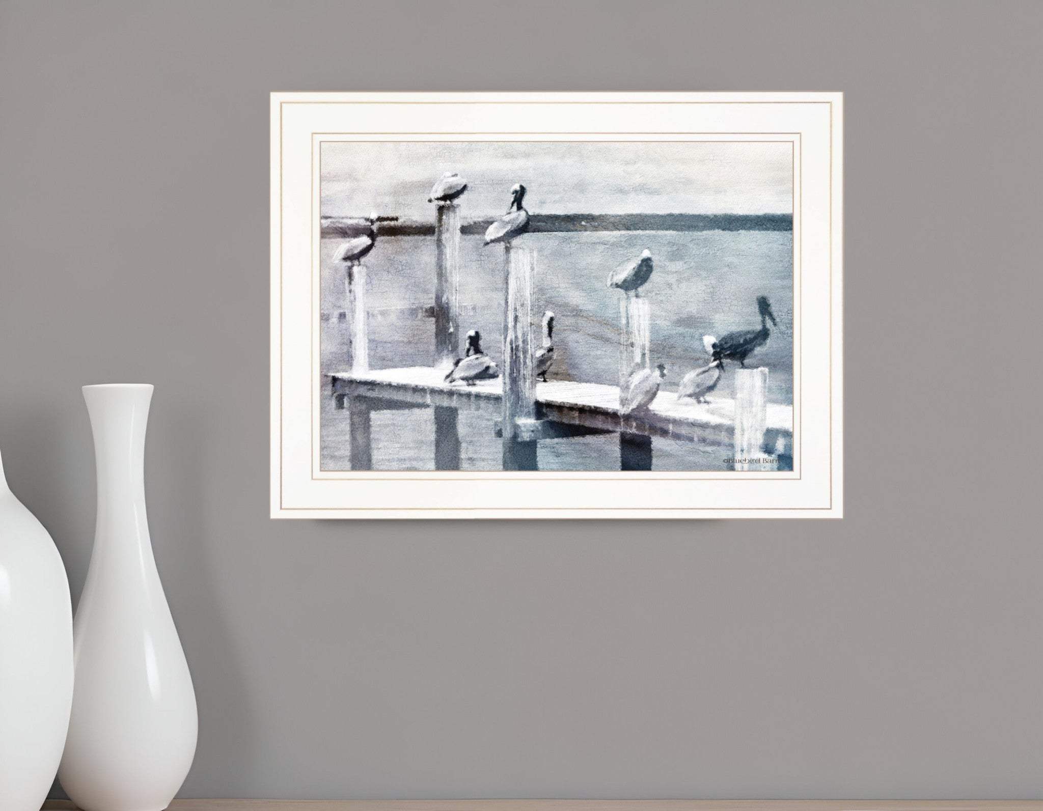 Birds on a Pier 2 White Framed Print Kitchen Wall Art - Image 7