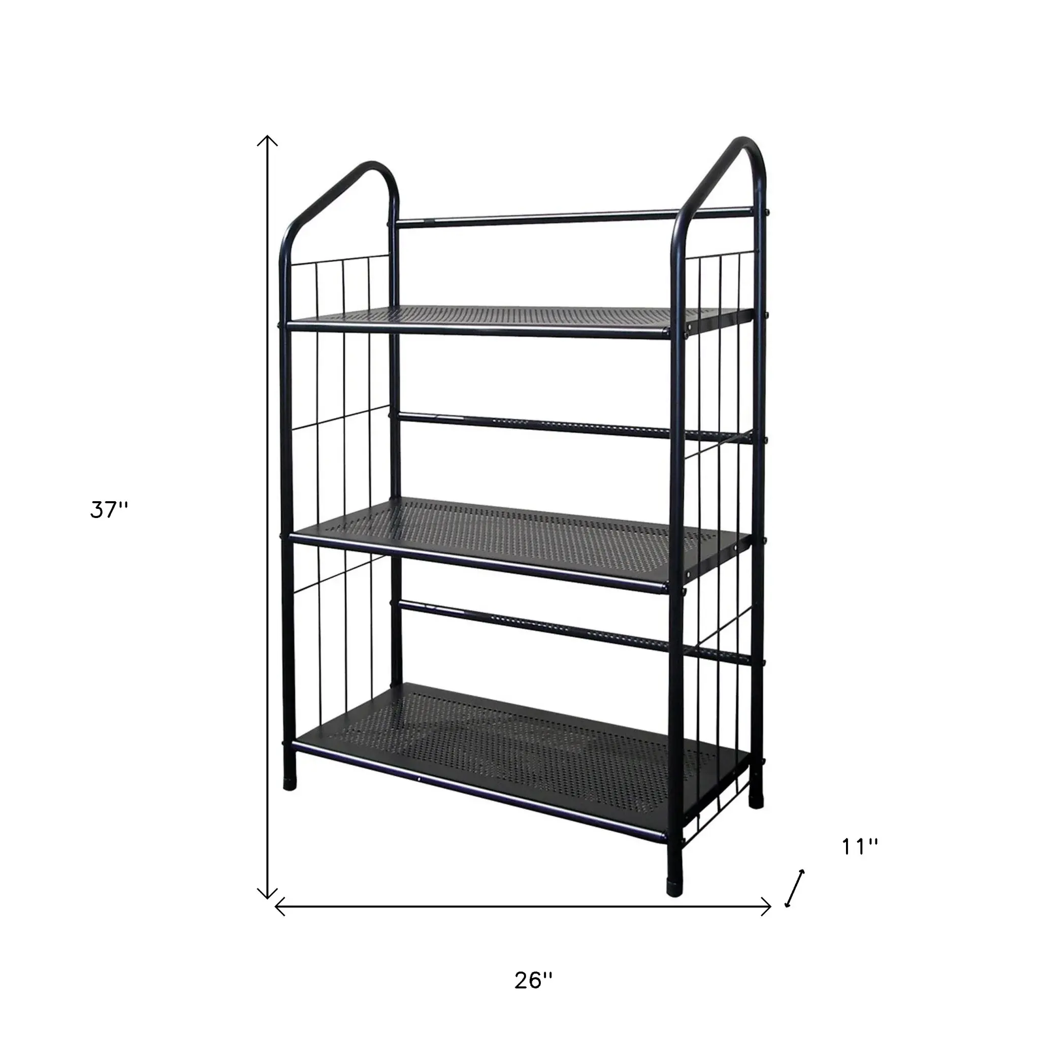 Black 3 Shelf Metal Standing Book Shelf - Image 5