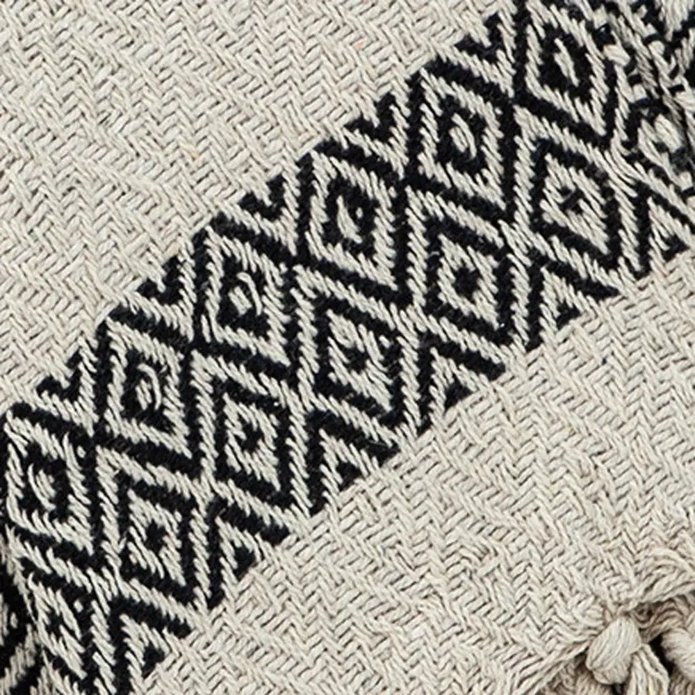 Black and Beige Diamond Weave Soft Cotton Handloom Throw - Image 6