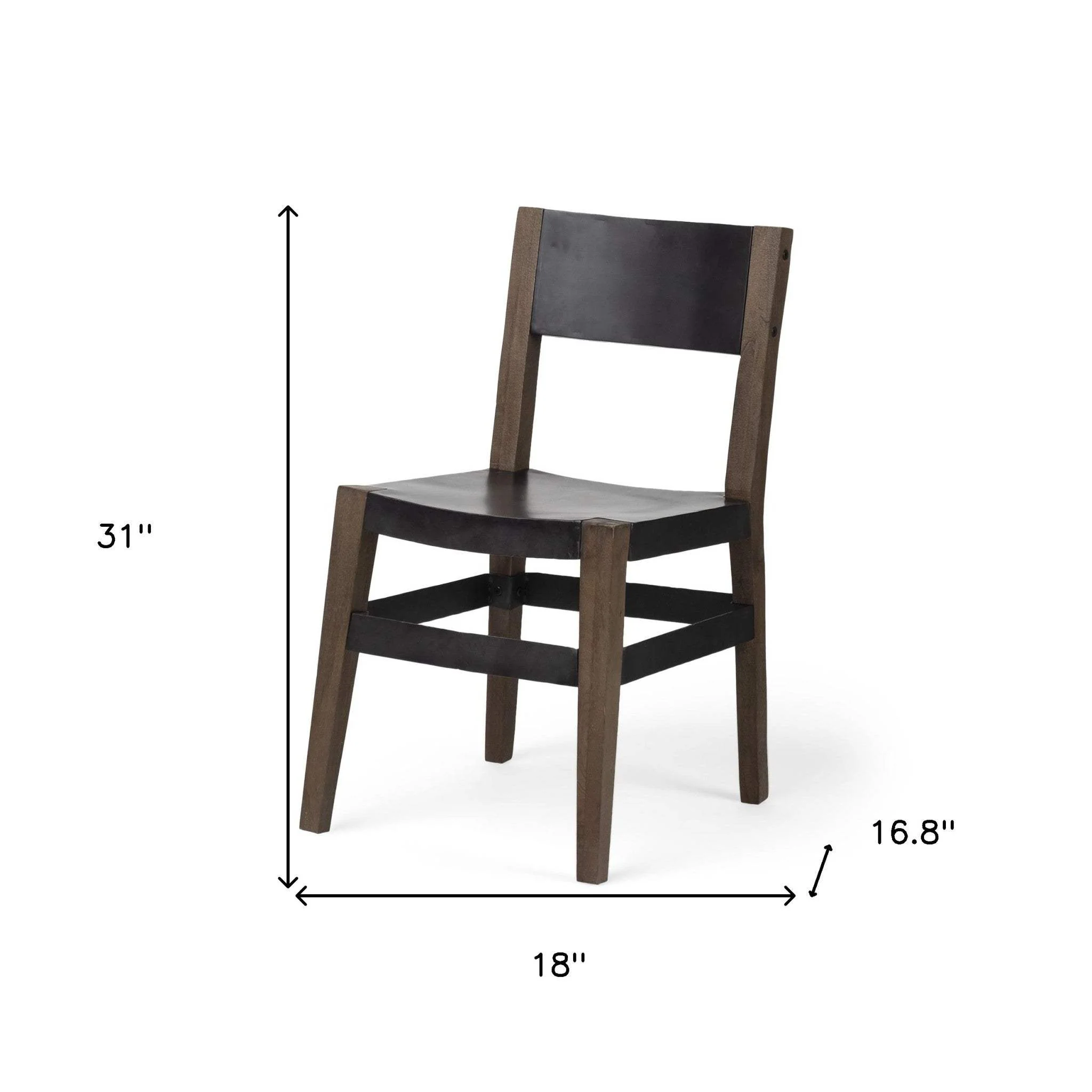 Black And Brown Metal and Wood Open Back Dining Side Chair - Image 8