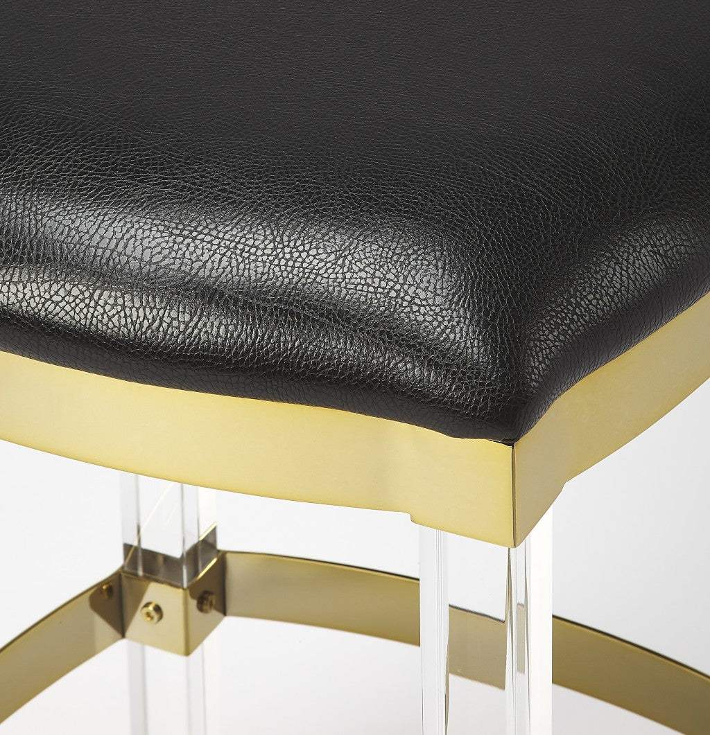 Black And Clear Stainless Steel And Steel Backless Counter Height Bar Chair - Image 5
