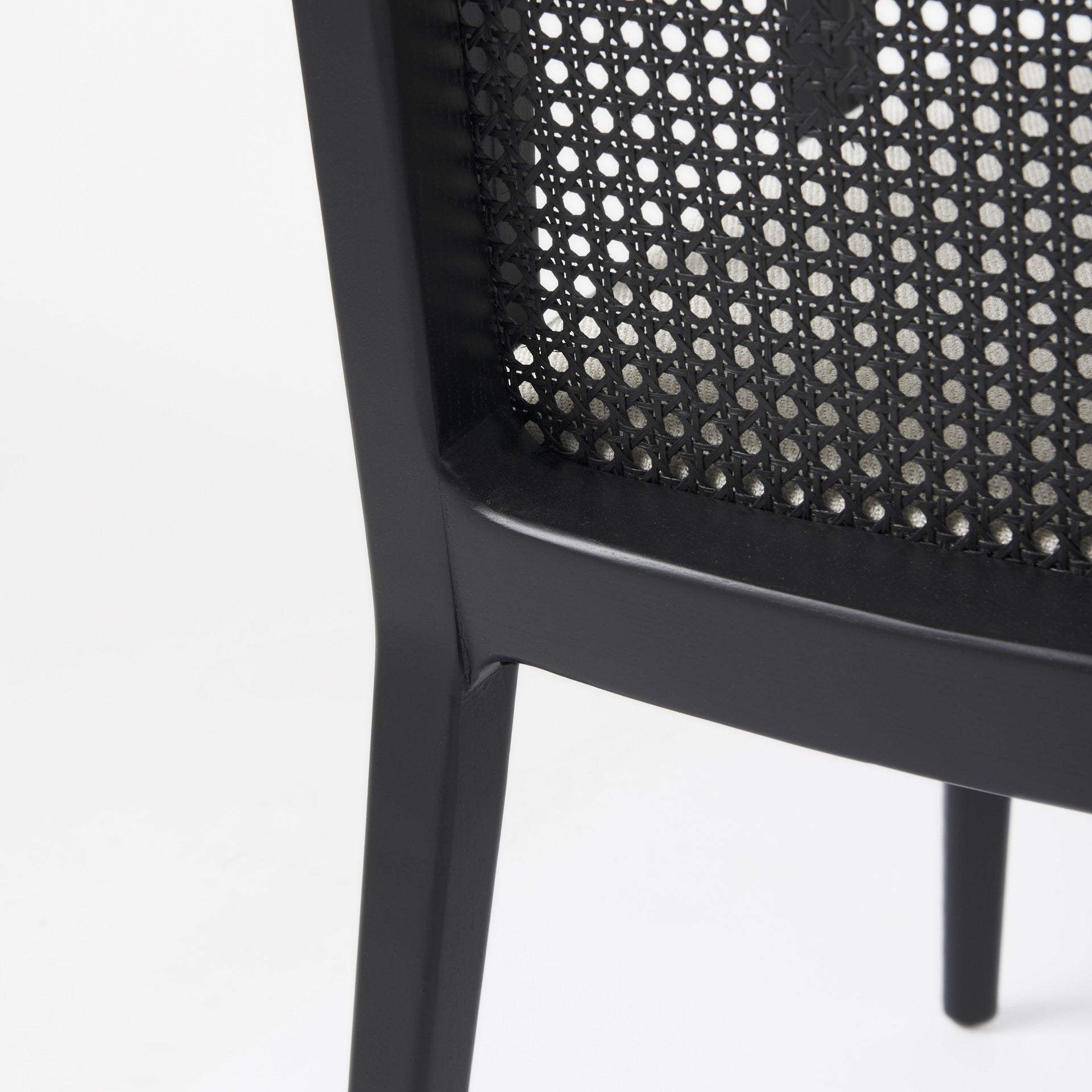 Black and Cream Uholstery and Cane Dining Armchair - Image 8