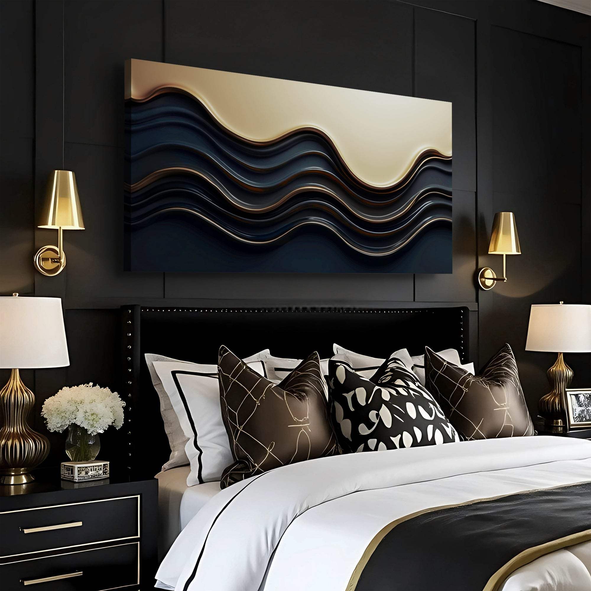 Black and Gold Minimalist Abstract Wall Art III - Image 2