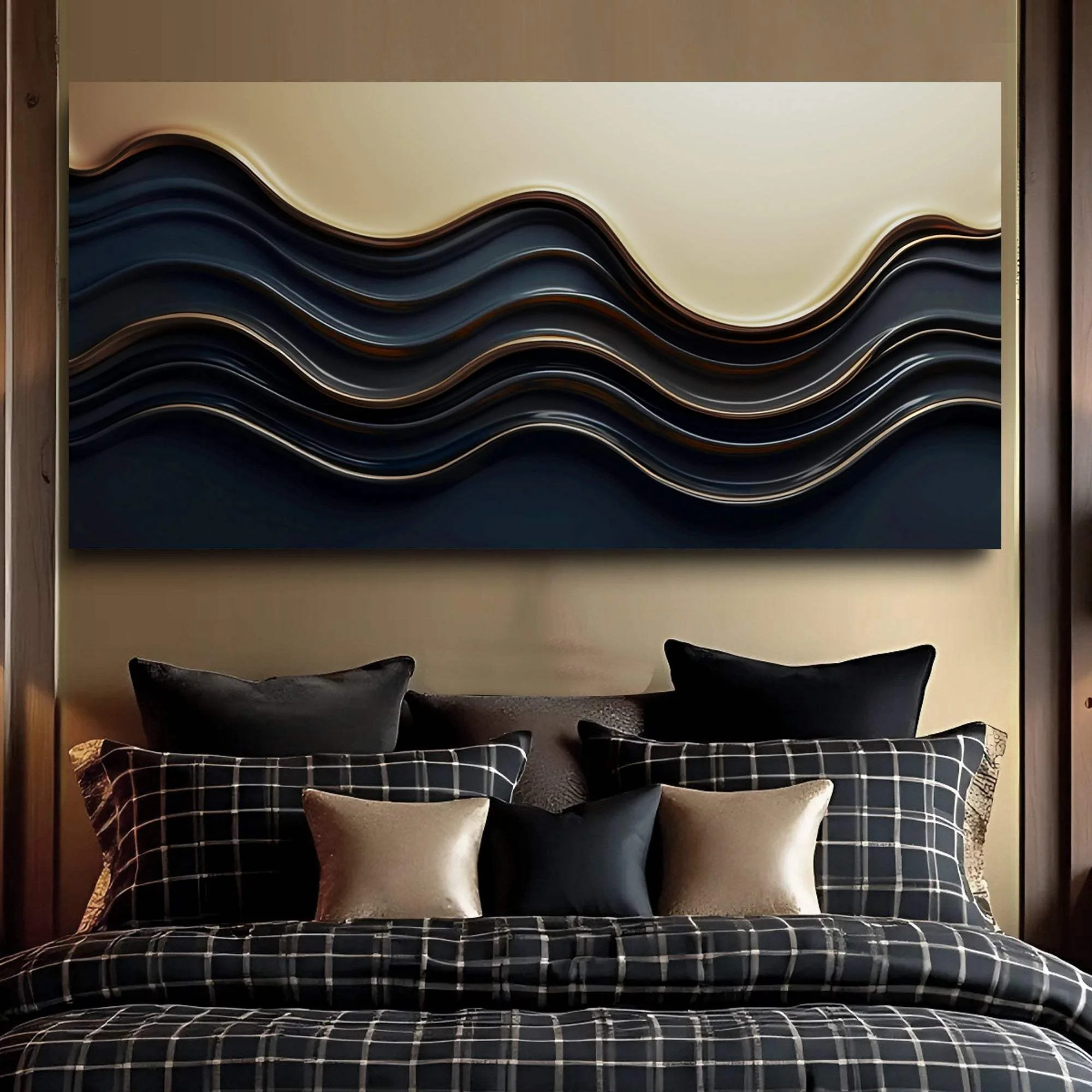 Black and Gold Minimalist Abstract Wall Art III - Image 3