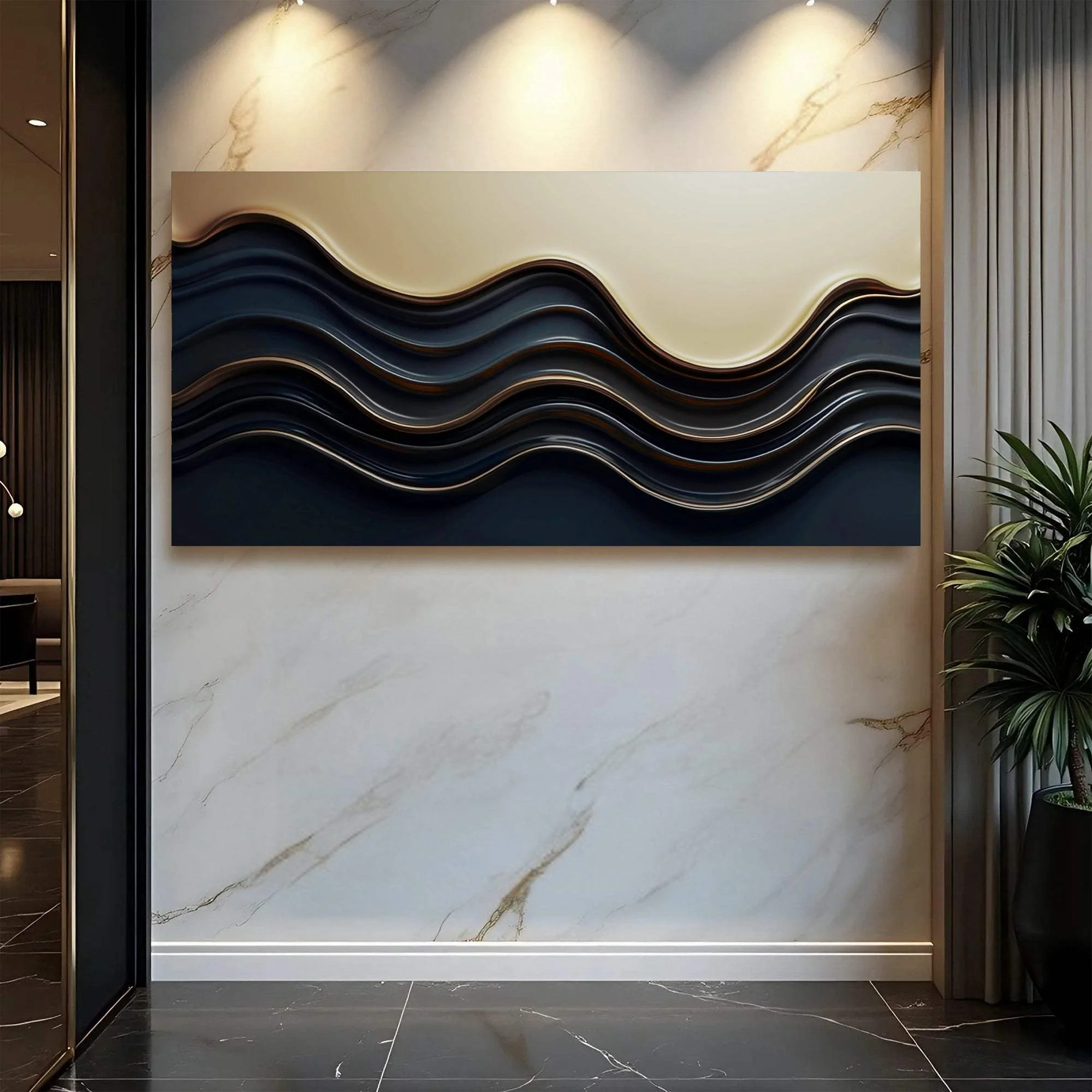 Black and Gold Minimalist Abstract Wall Art III - Image 4