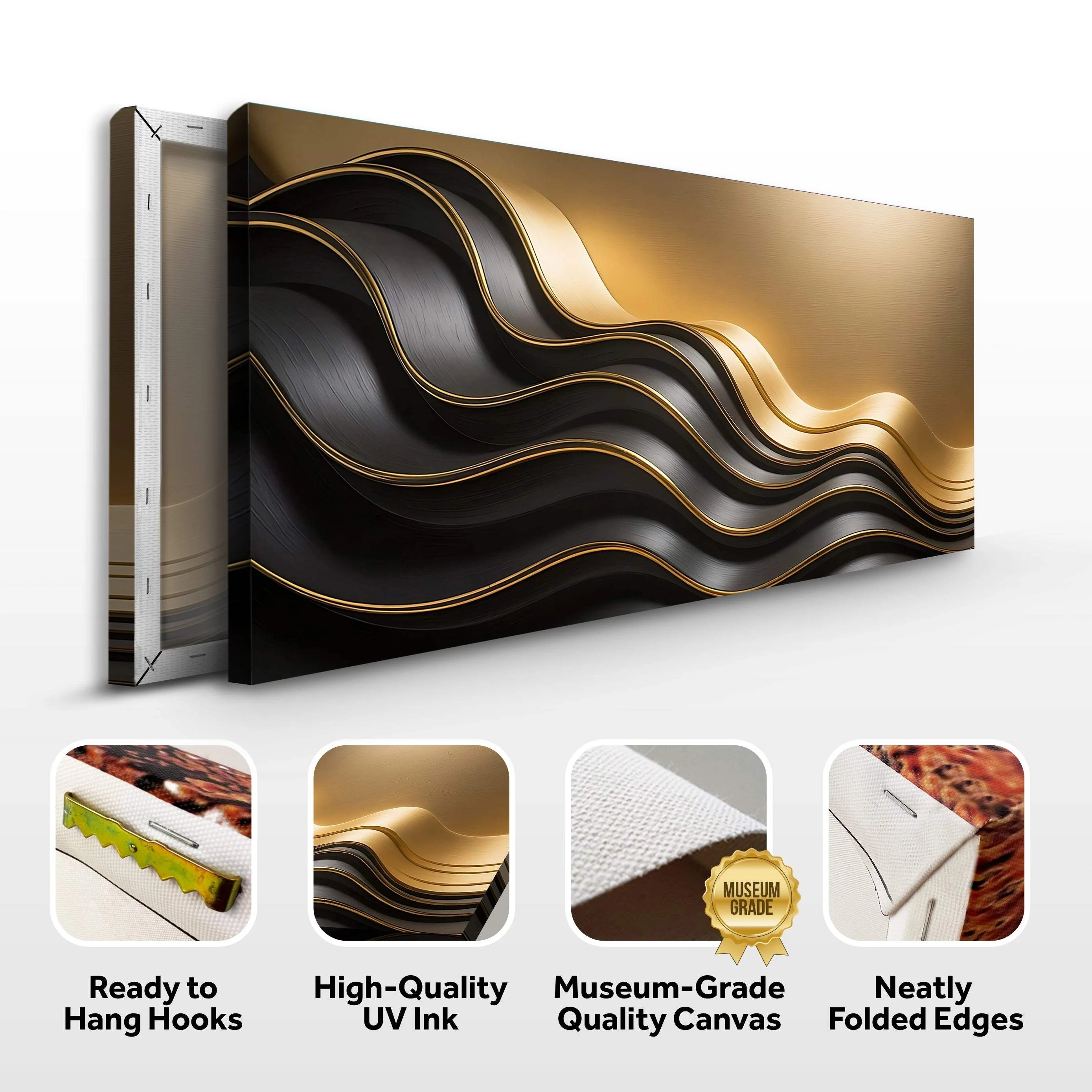 Black and Gold Minimalist Abstract Wall Art IV - Image 8