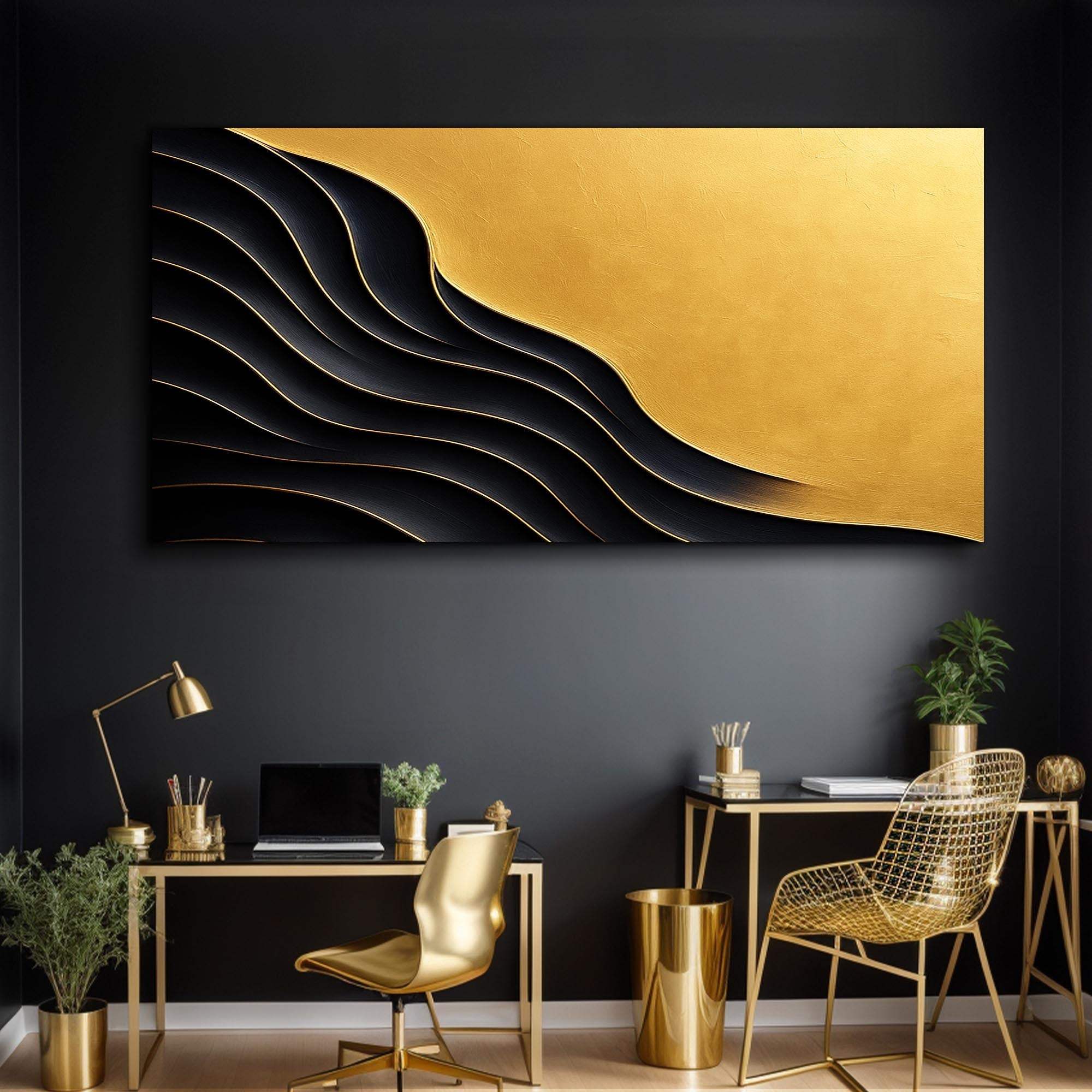 Black And Gold Minimalist Abstract XI - Image 3