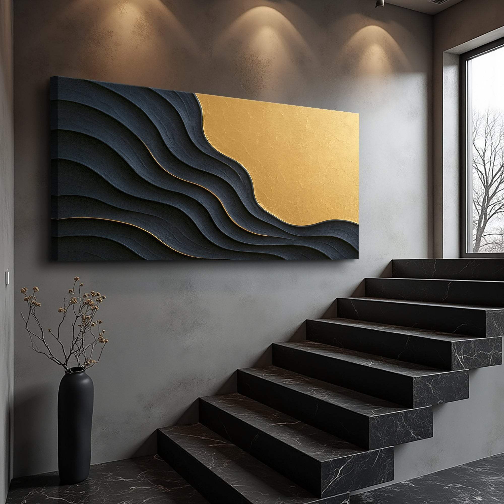 Black And Gold Minimalist Abstract XII - Image 2
