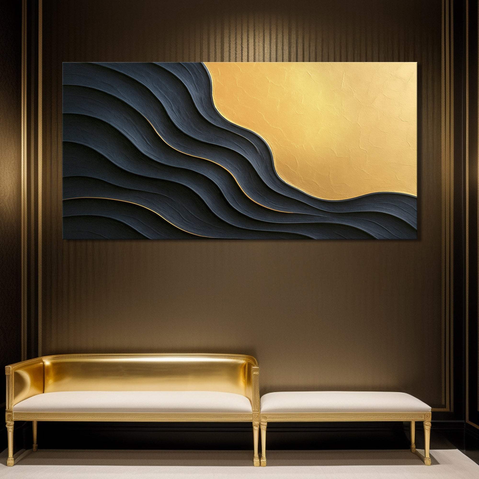 Black And Gold Minimalist Abstract XII - Image 3