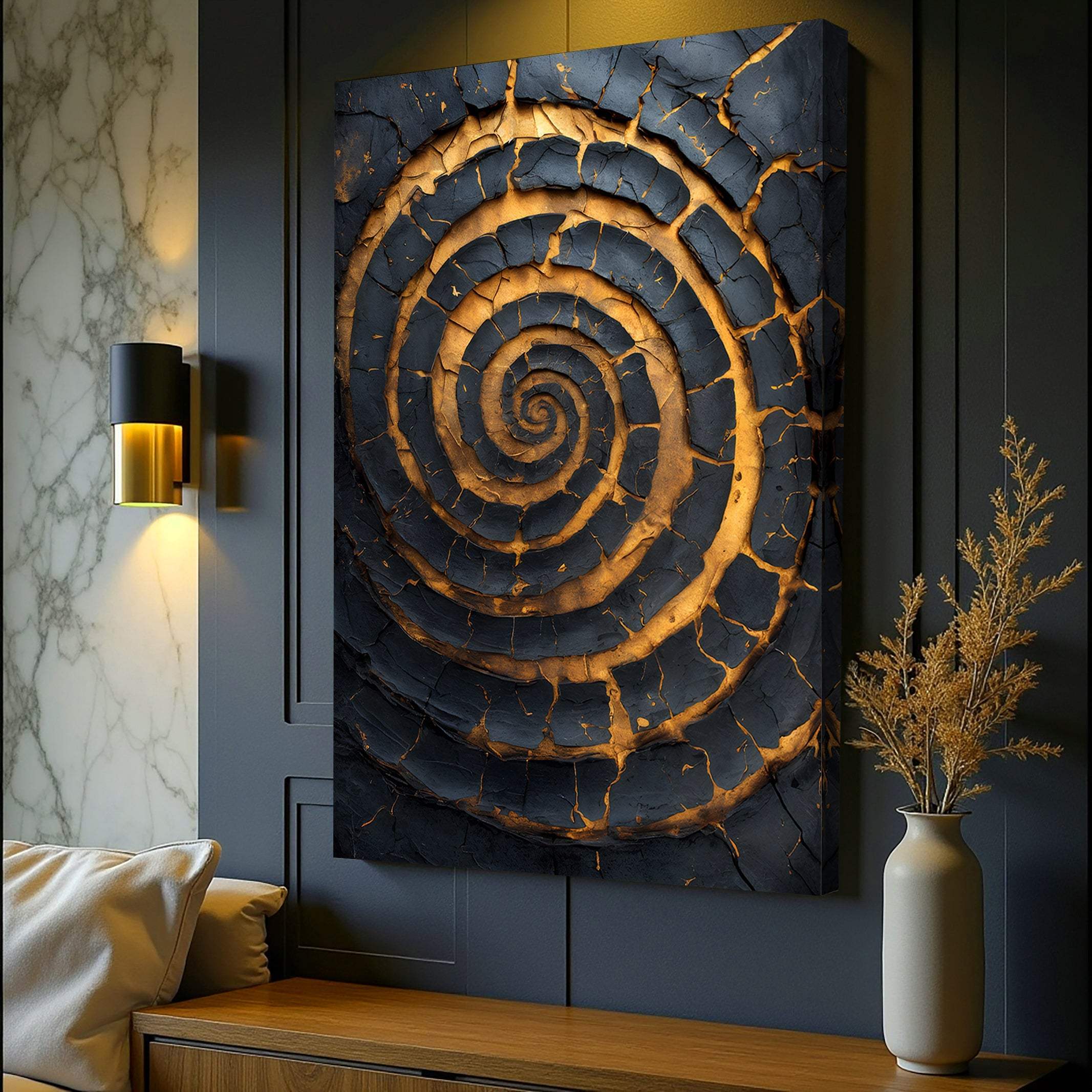 Black and Gold Spiral Wall Art - Image 2