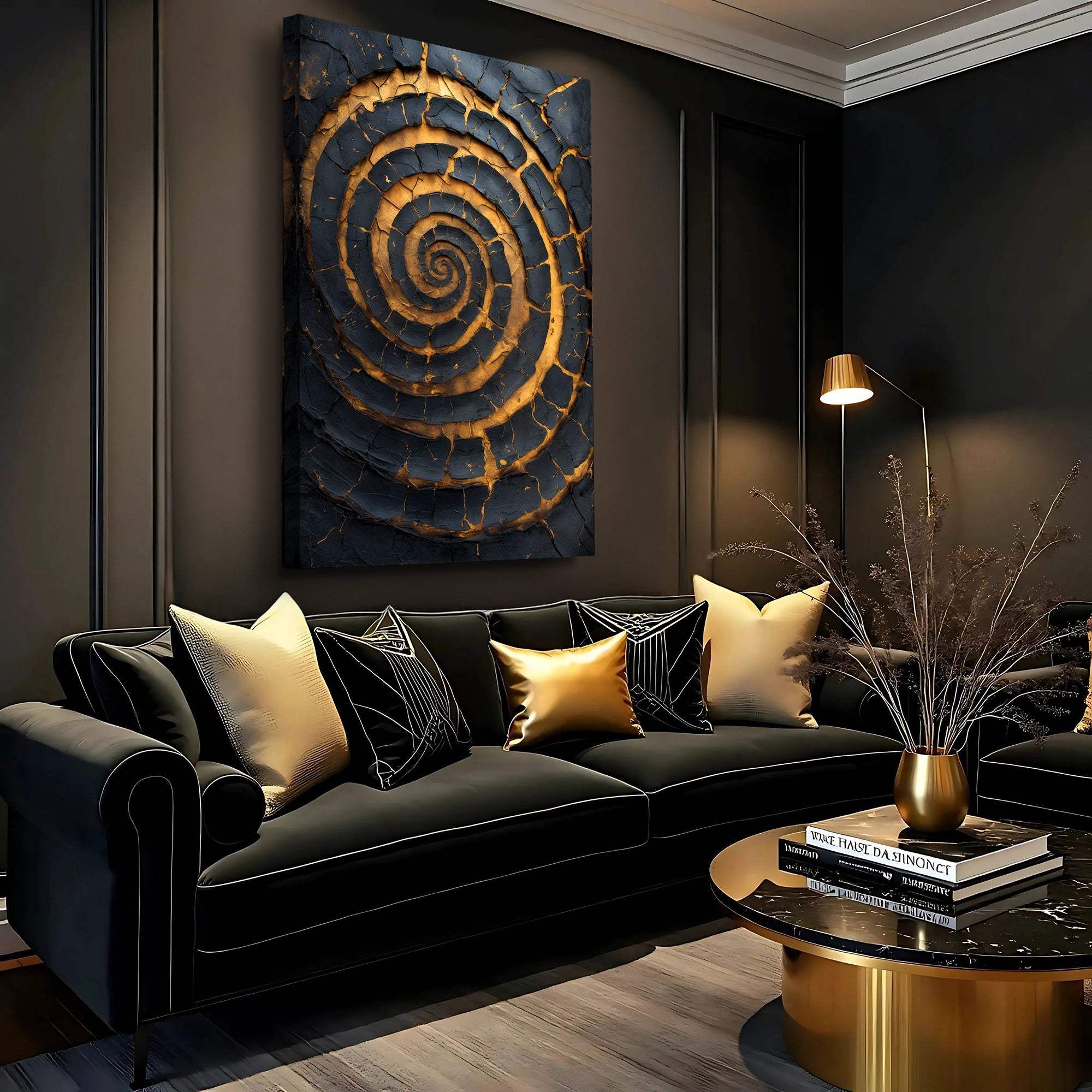 Black and Gold Spiral Wall Art - Image 4