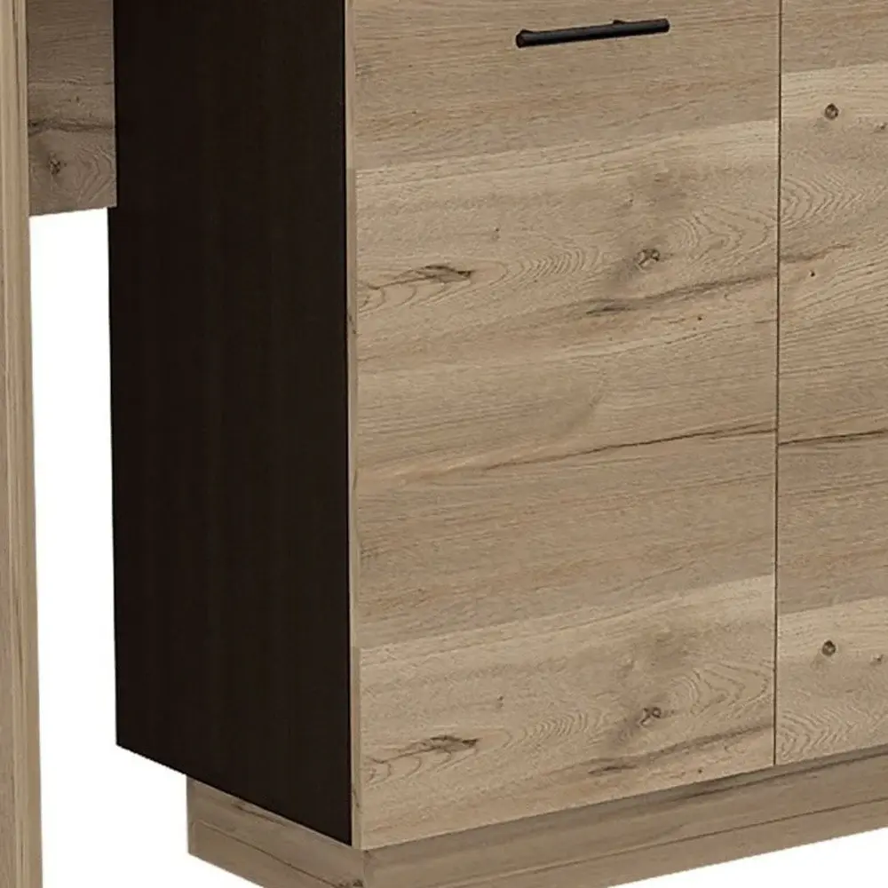 Black and Light Oak Contemporary Kitchen Island with Bar Table - Image 5