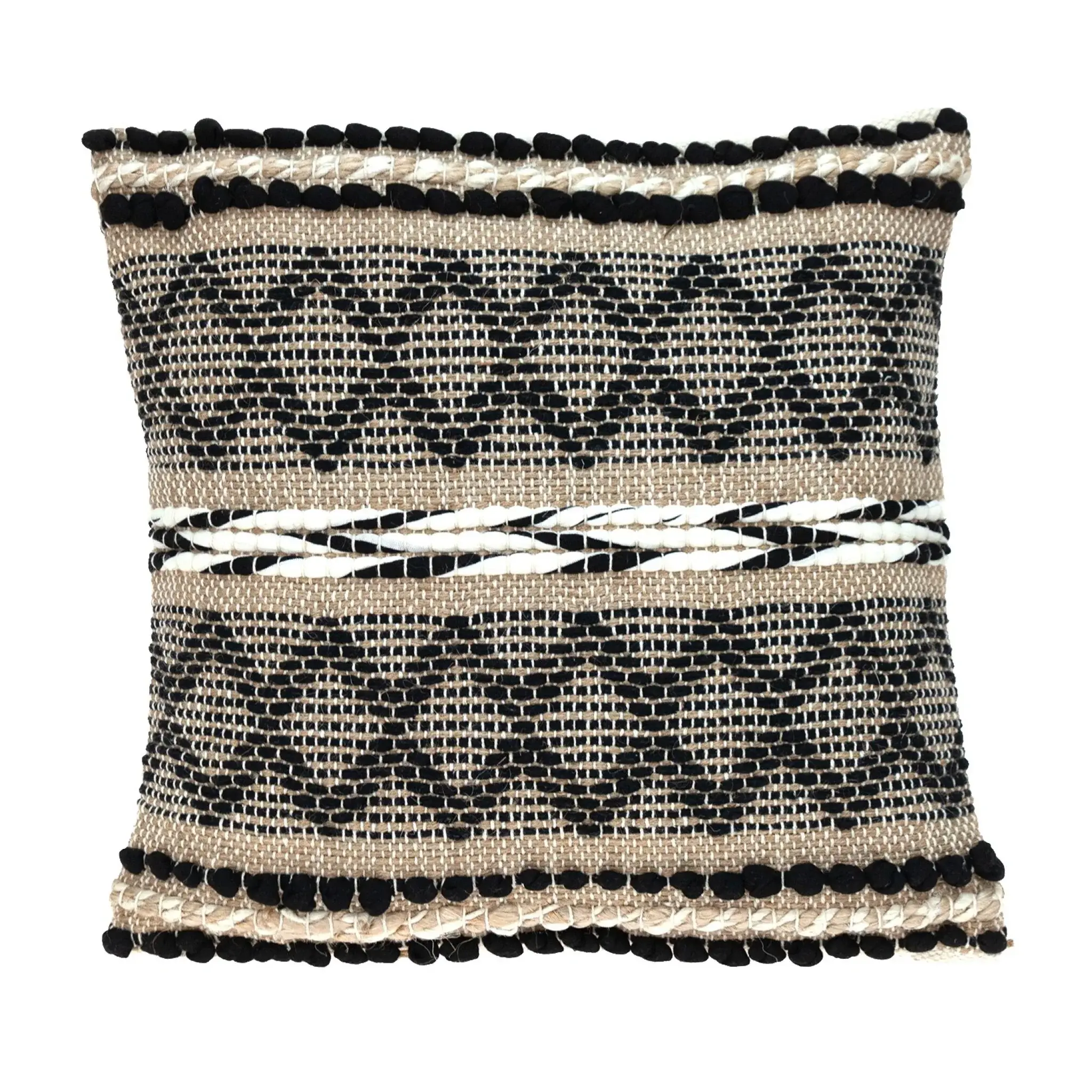 Black And Sand Woven Decorative Pillow - Image 2