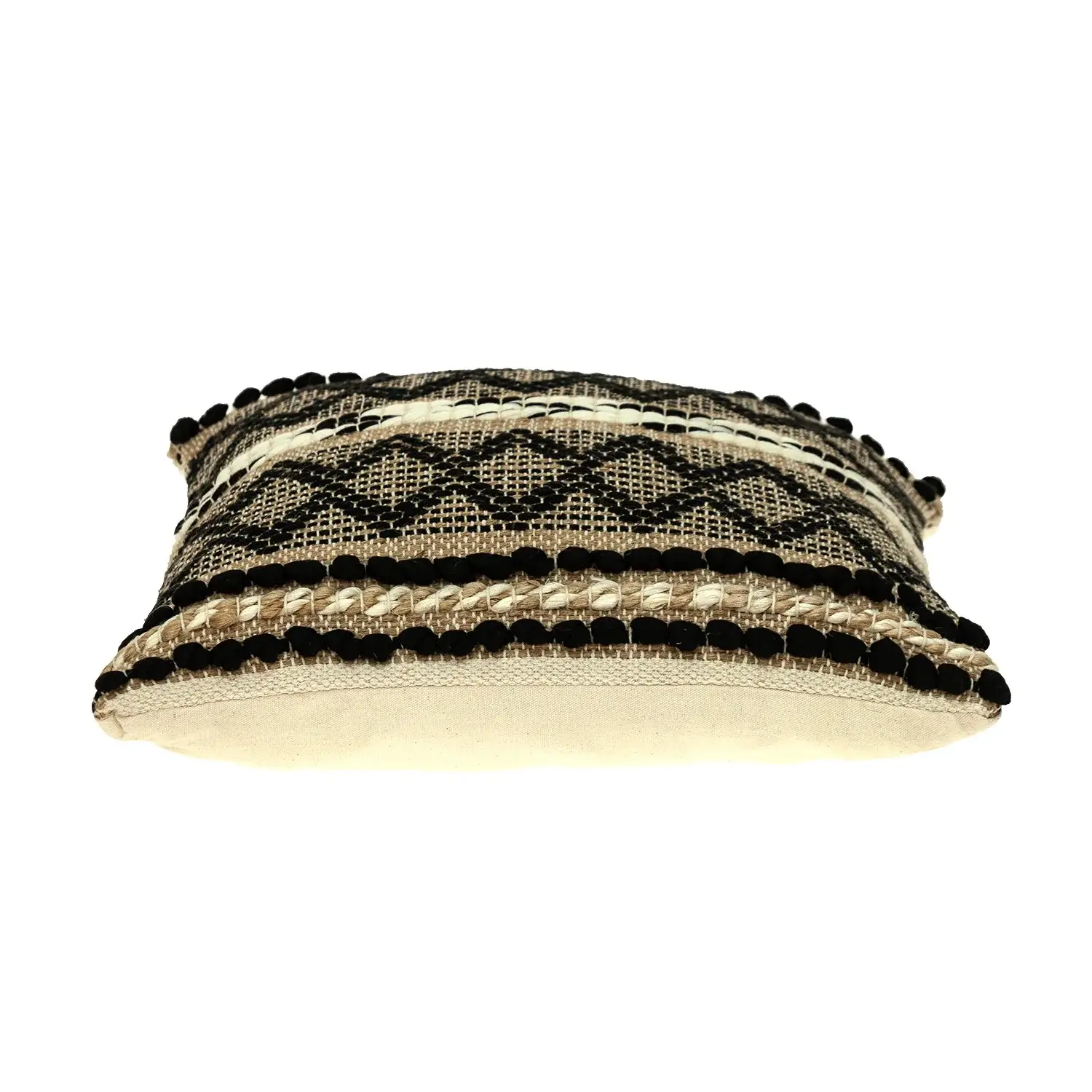 Black And Sand Woven Decorative Pillow - Image 4