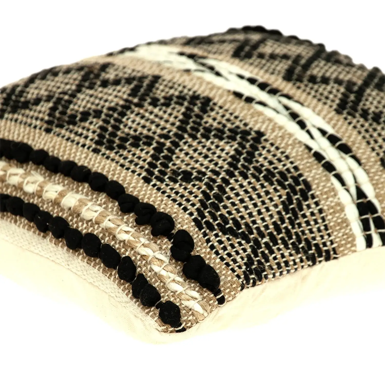 Black And Sand Woven Decorative Pillow - Image 5