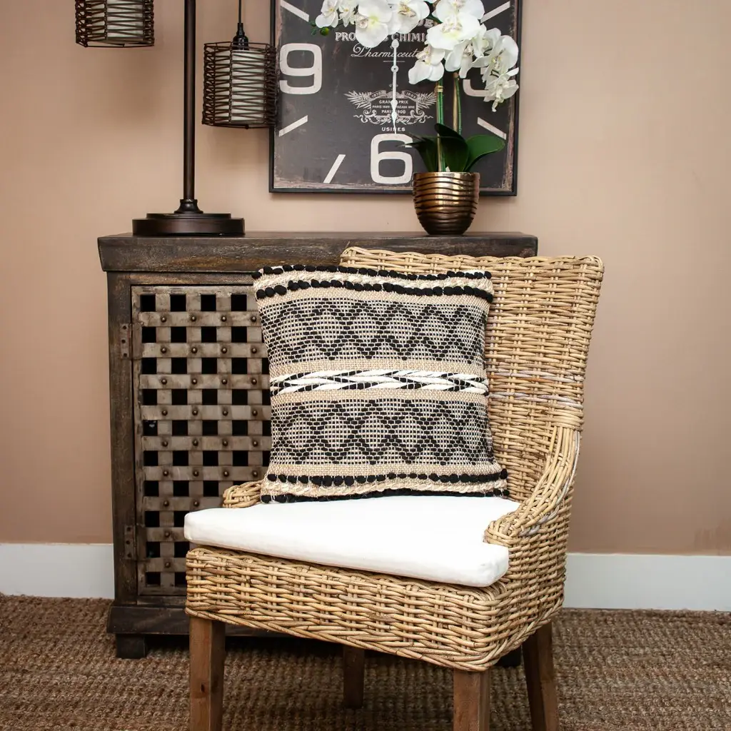 Black And Sand Woven Decorative Pillow - Image 9