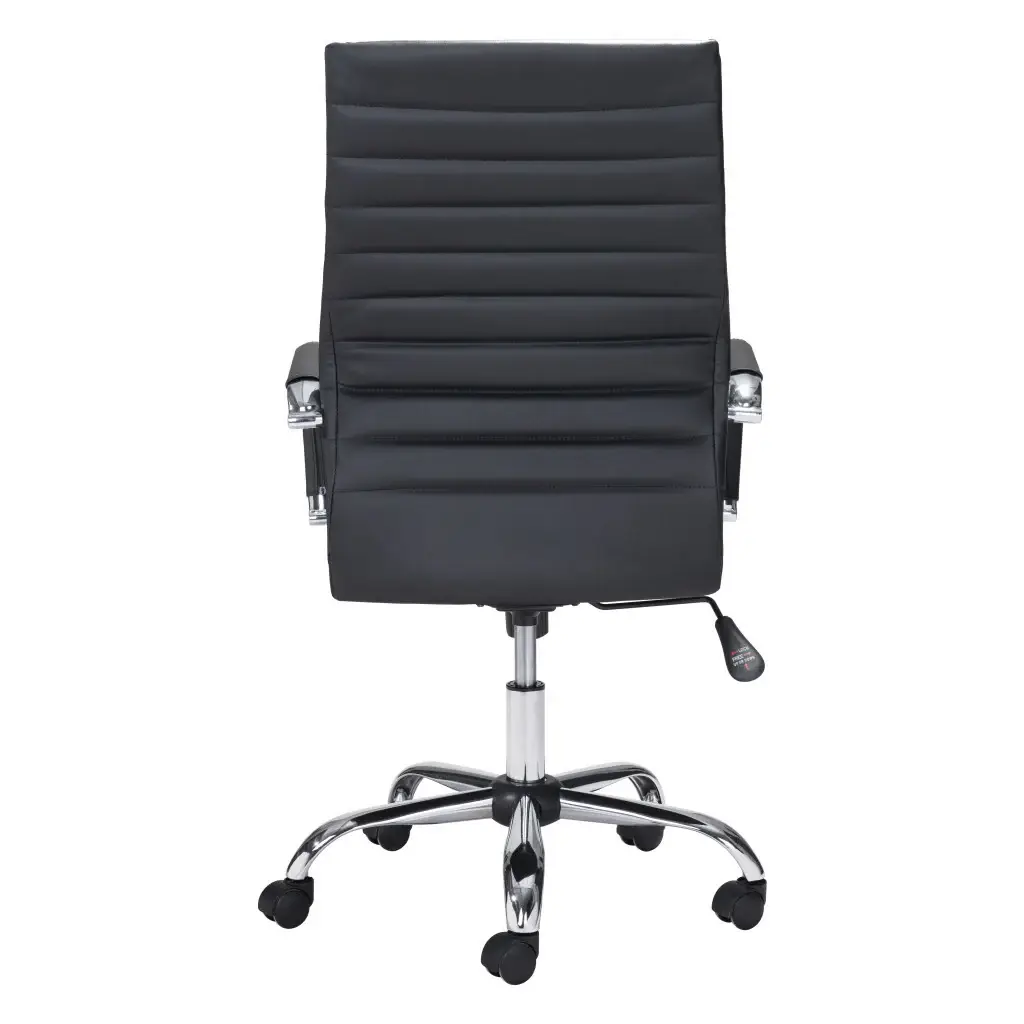 Black and Silver Adjustable Swivel Faux Leather Rolling Conference Office Chair - Image 7