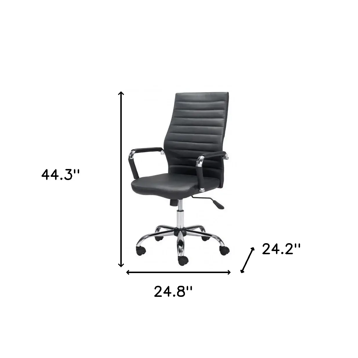 Black and Silver Adjustable Swivel Faux Leather Rolling Conference Office Chair - Image 8
