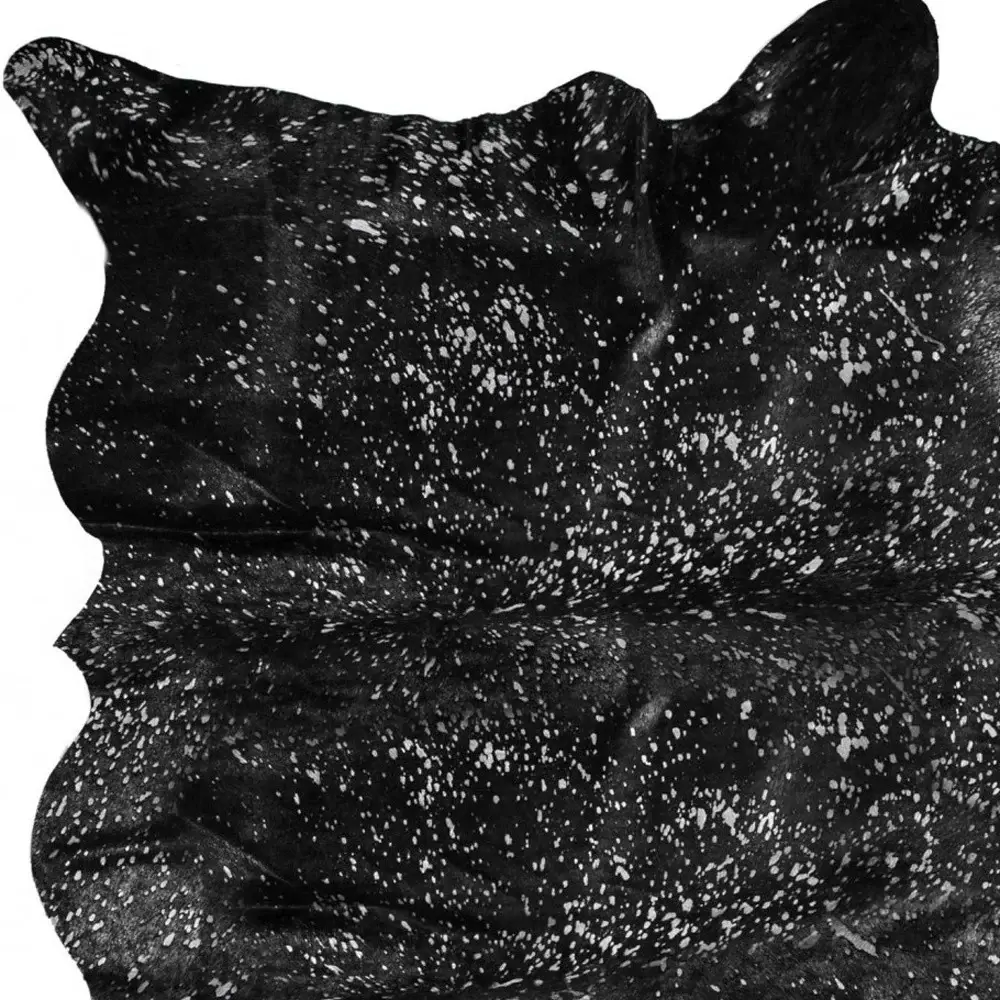 Black And Silver Cowhide Animal Print Area Rug - Image 6