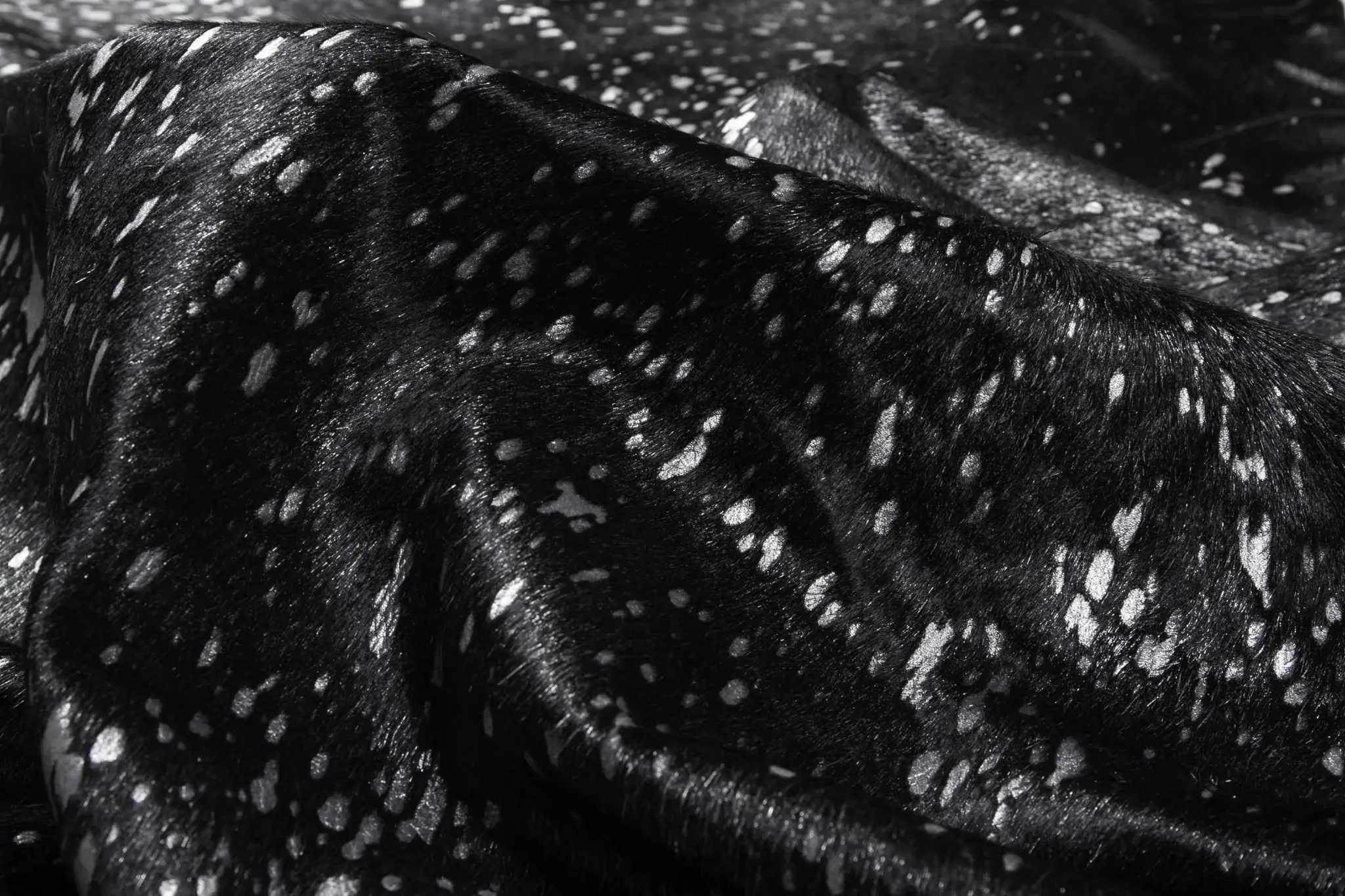 Black And Silver Cowhide Animal Print Area Rug - Image 8