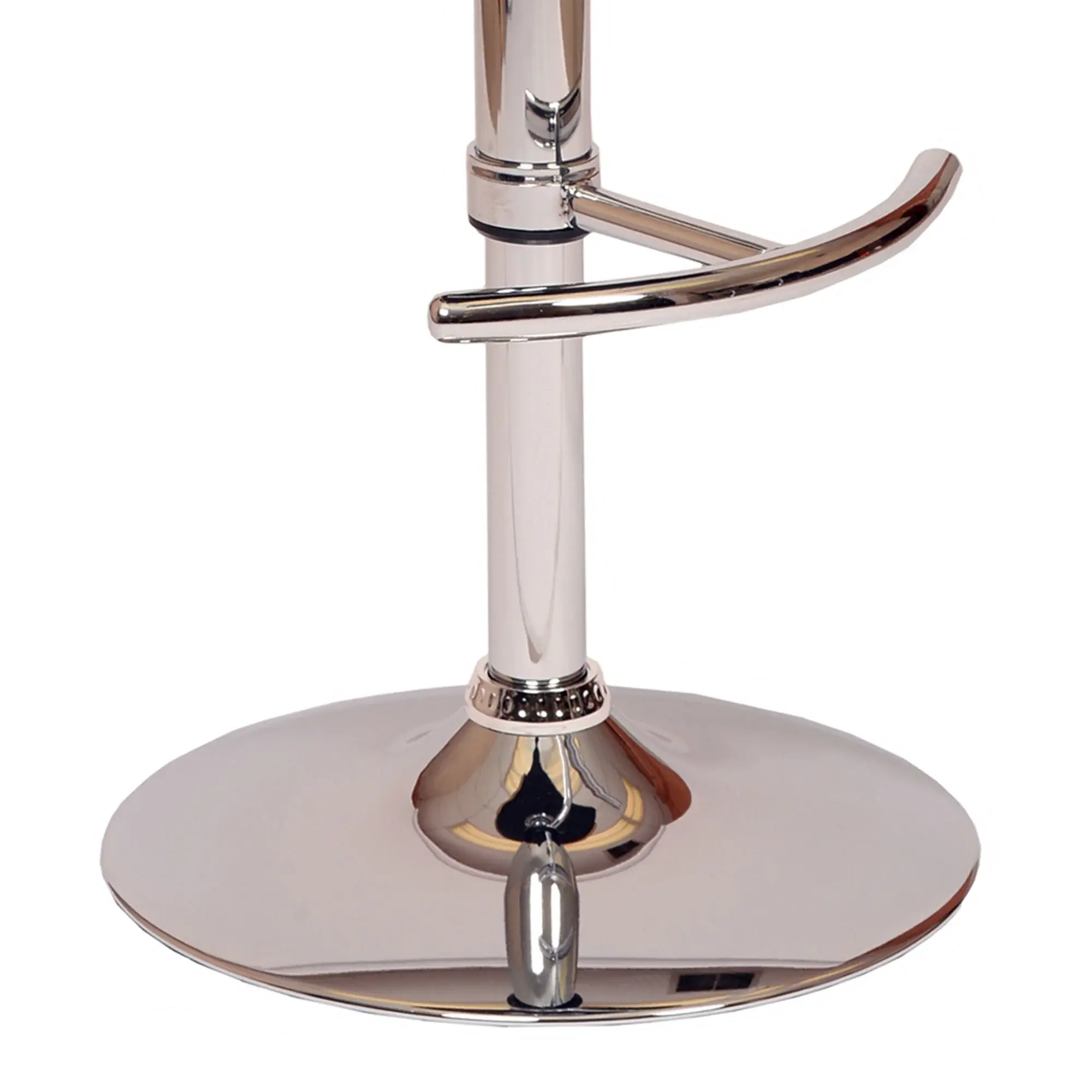Black And Silver Faux Leather And Chrome Low Back Adjustable Height Swivel Bar Chair - Image 4